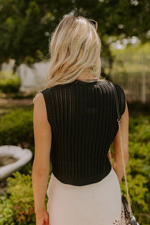 Vacay Breeze Knit Button Up Top in Black Product Image