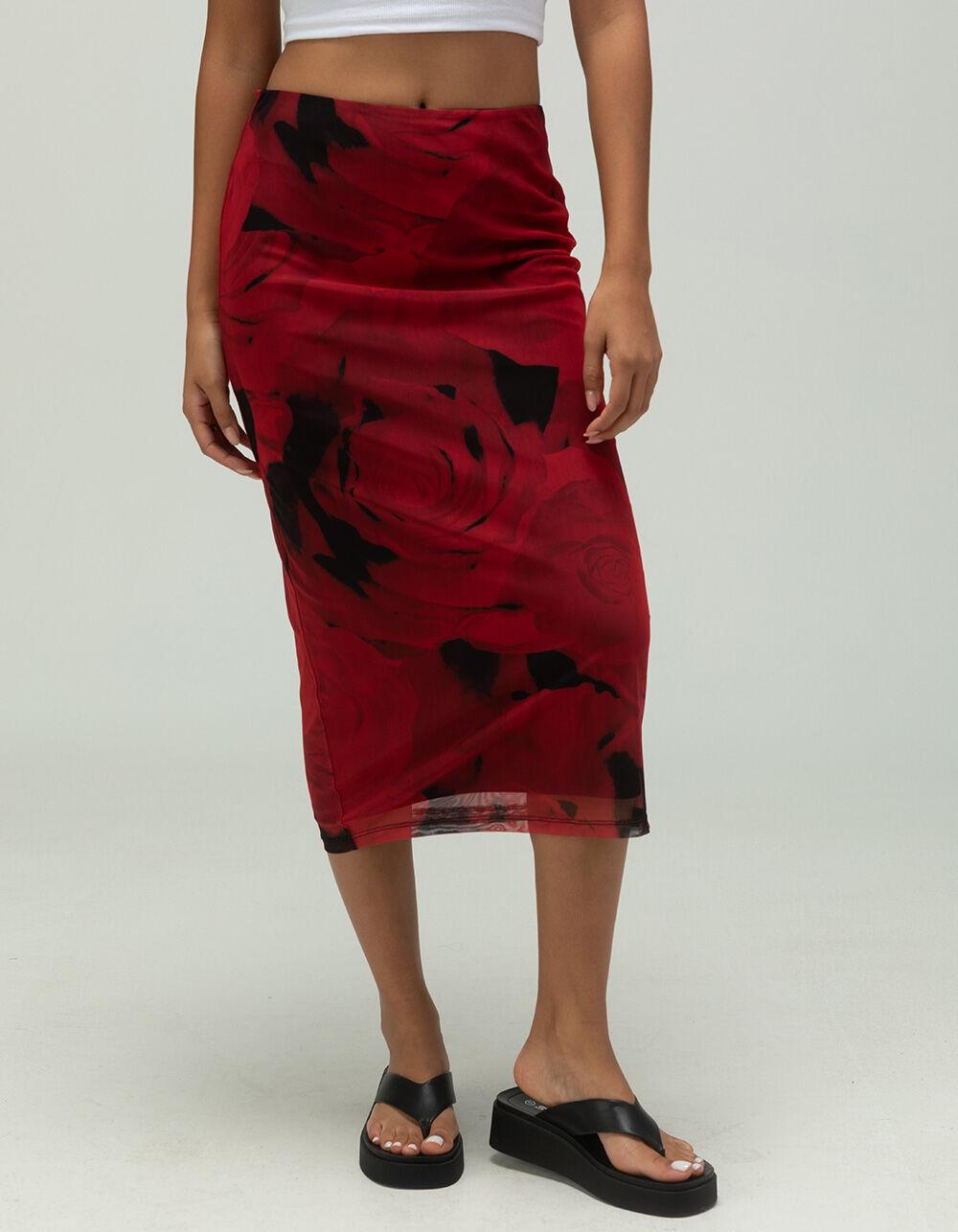 NOSIY MAY Rosa Womens Mesh Ankle Skirt - RED Product Image