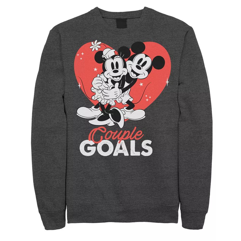 Disney's Mickey & Minnie Mouse Men's Couple Goals Sweatshirt, Size: XXL, Grey Heather Product Image