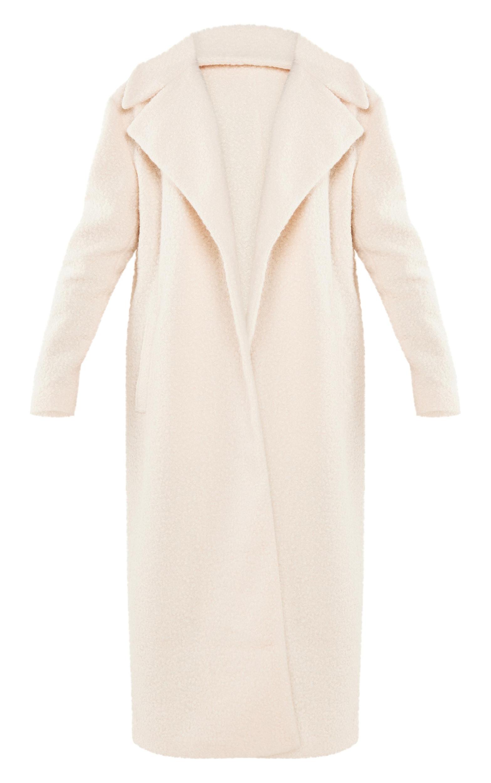 Petite Cream Borg Maxi Coat Product Image
