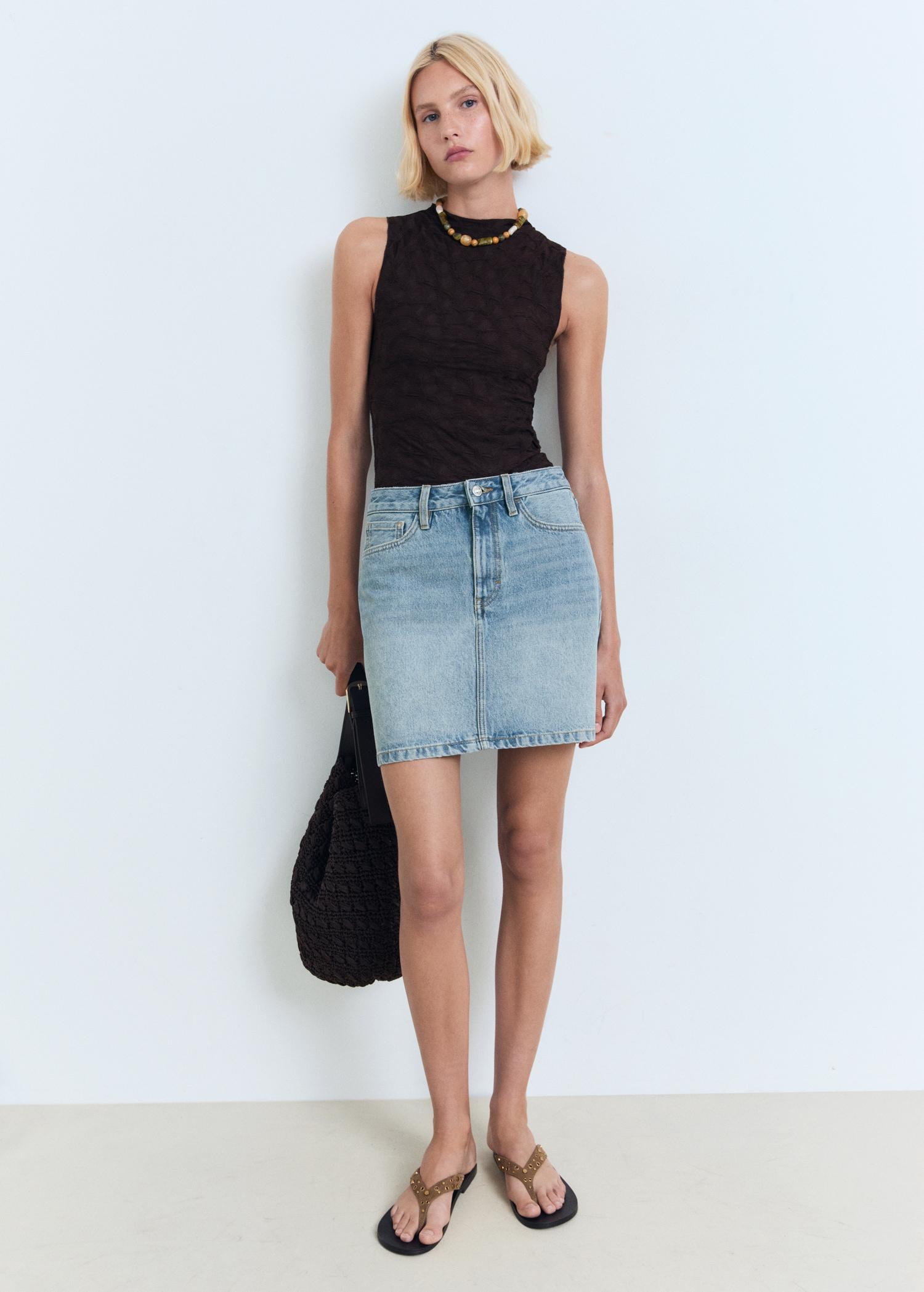Denim short skirt - Women | MANGO USA Product Image
