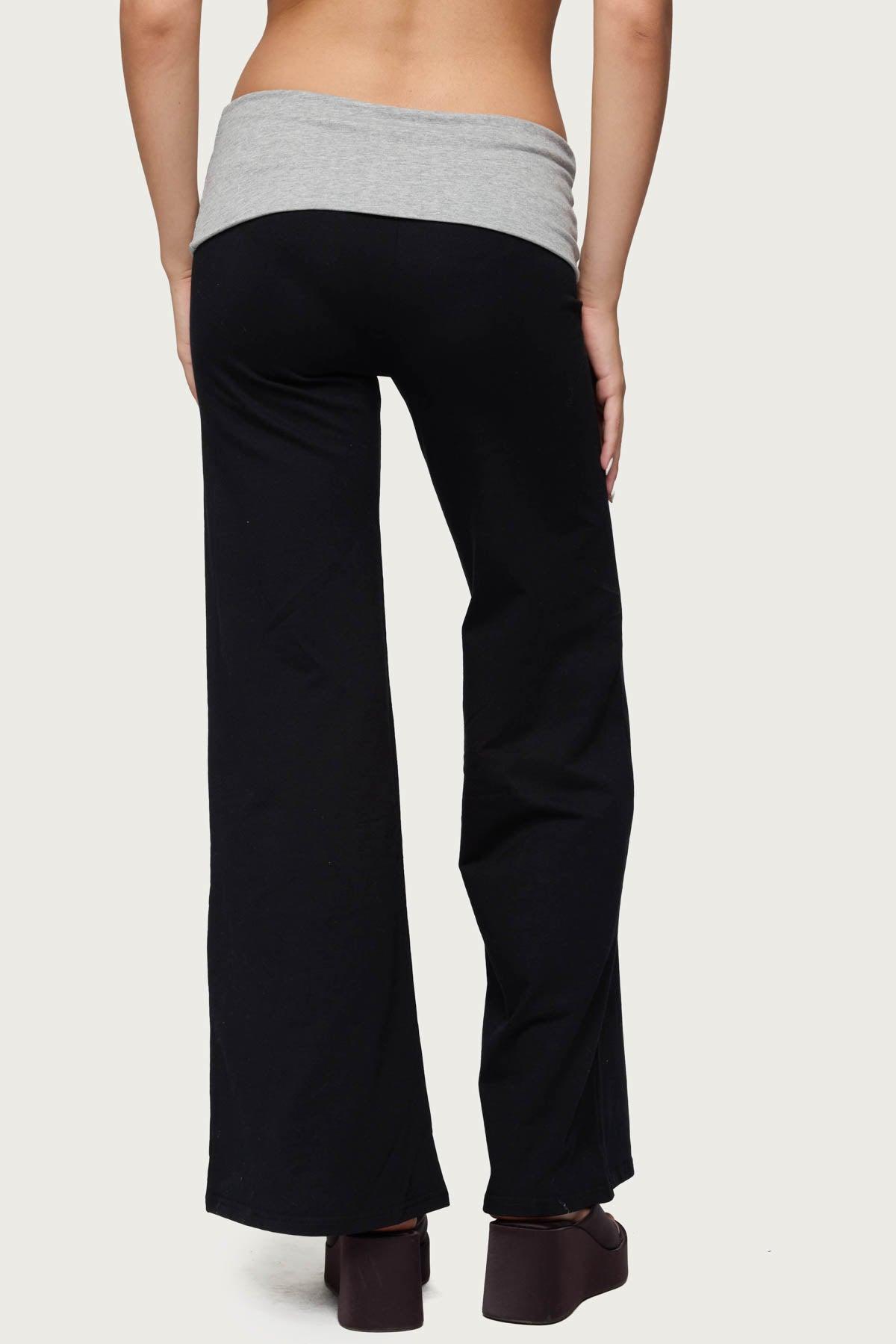 Wide Leg Contrast Fold Over Pants Product Image