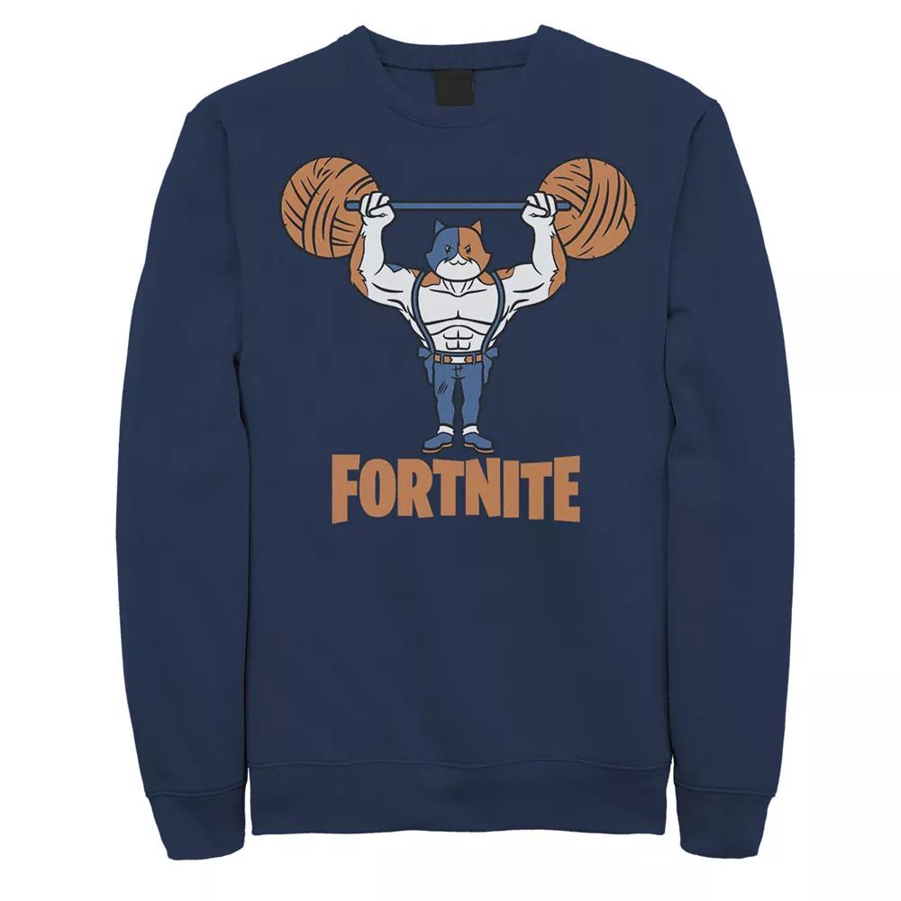 Men's Fortnite Meowscles Yarn Work Out Logo Sweatshirt,  Product Image