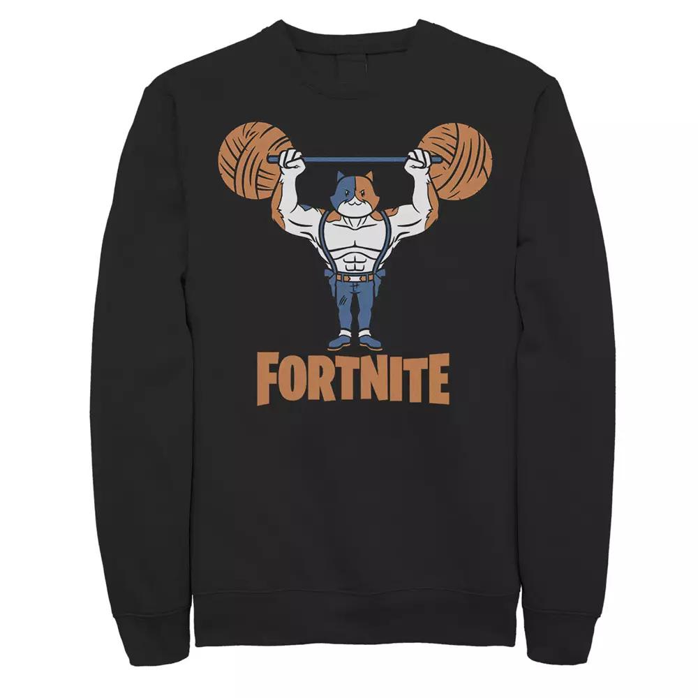 Men's Fortnite Meowscles Yarn Work Out Logo Sweatshirt,  Product Image