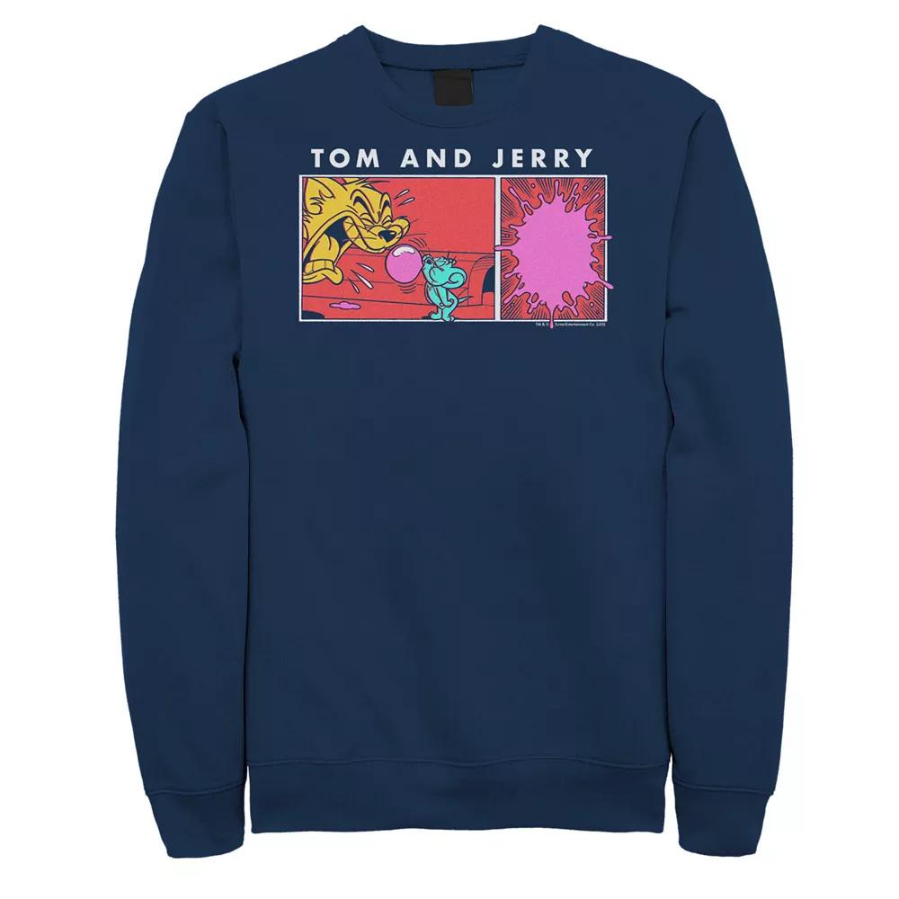 Big & Tall Tom and Jerry Bubble Gum Scene Portrait Panel Graphic Fleece, Men's,  Product Image