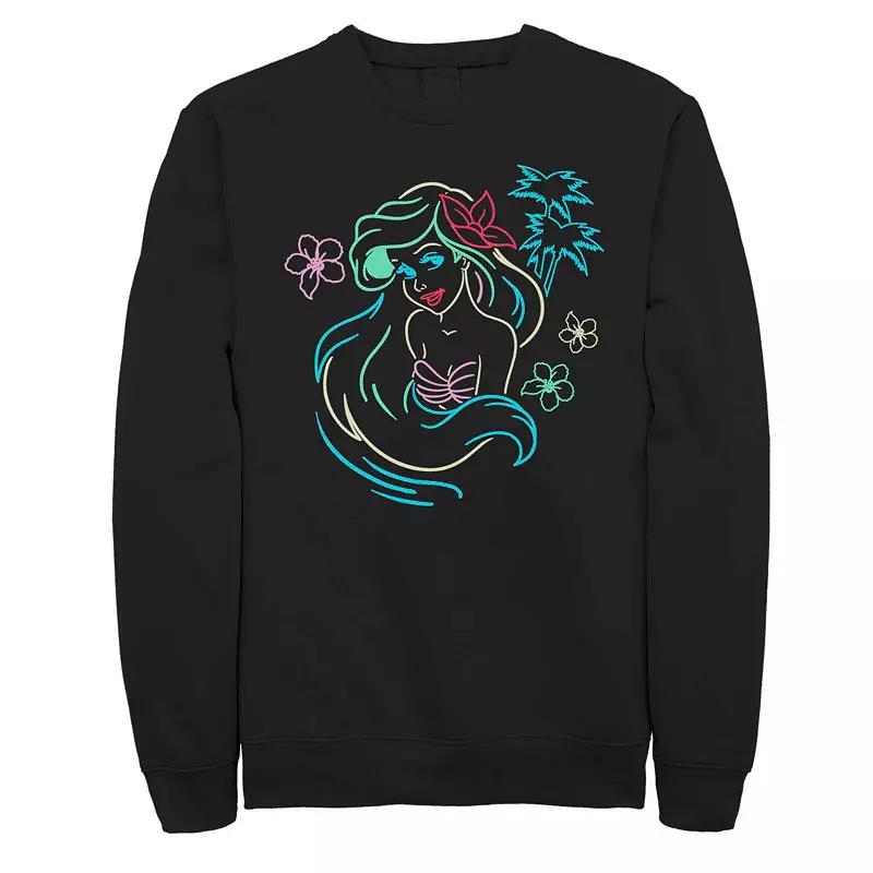 Disney's The Little Mermaid Ariel Neon Line Art Men's Fleece Sweater,  Product Image