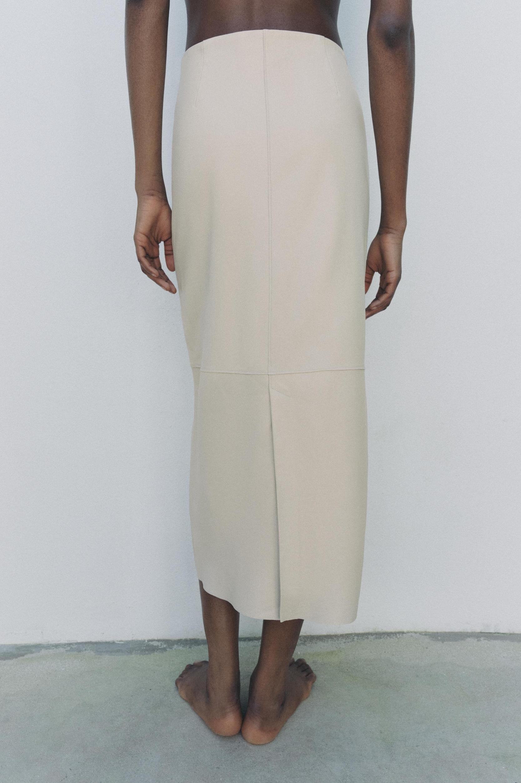 100% LEATHER MIDI SKIRT Product Image