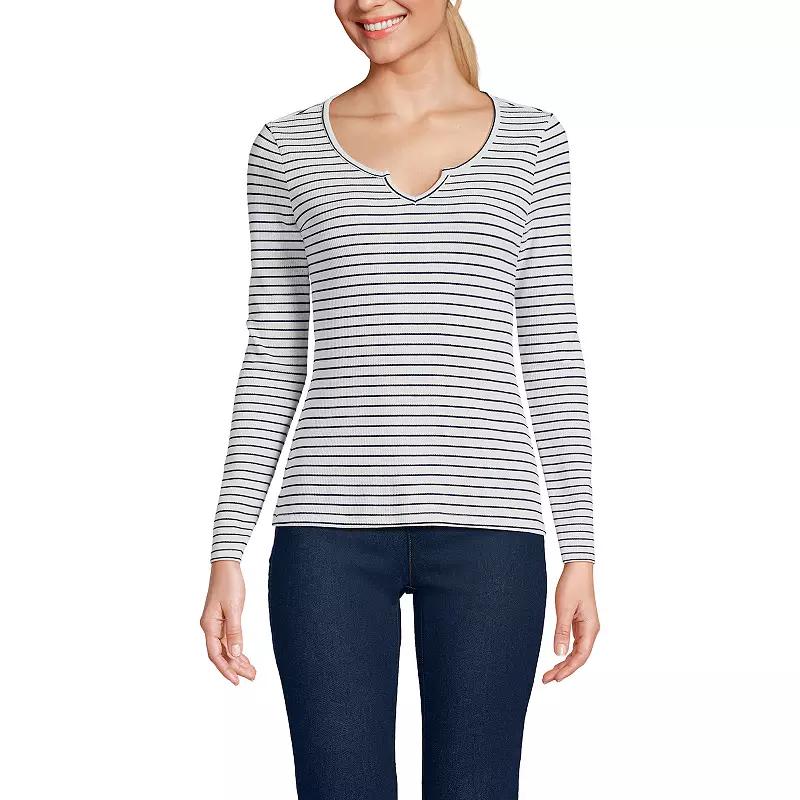 Women's Lands' End Waffle Notch Neck Top,  Product Image