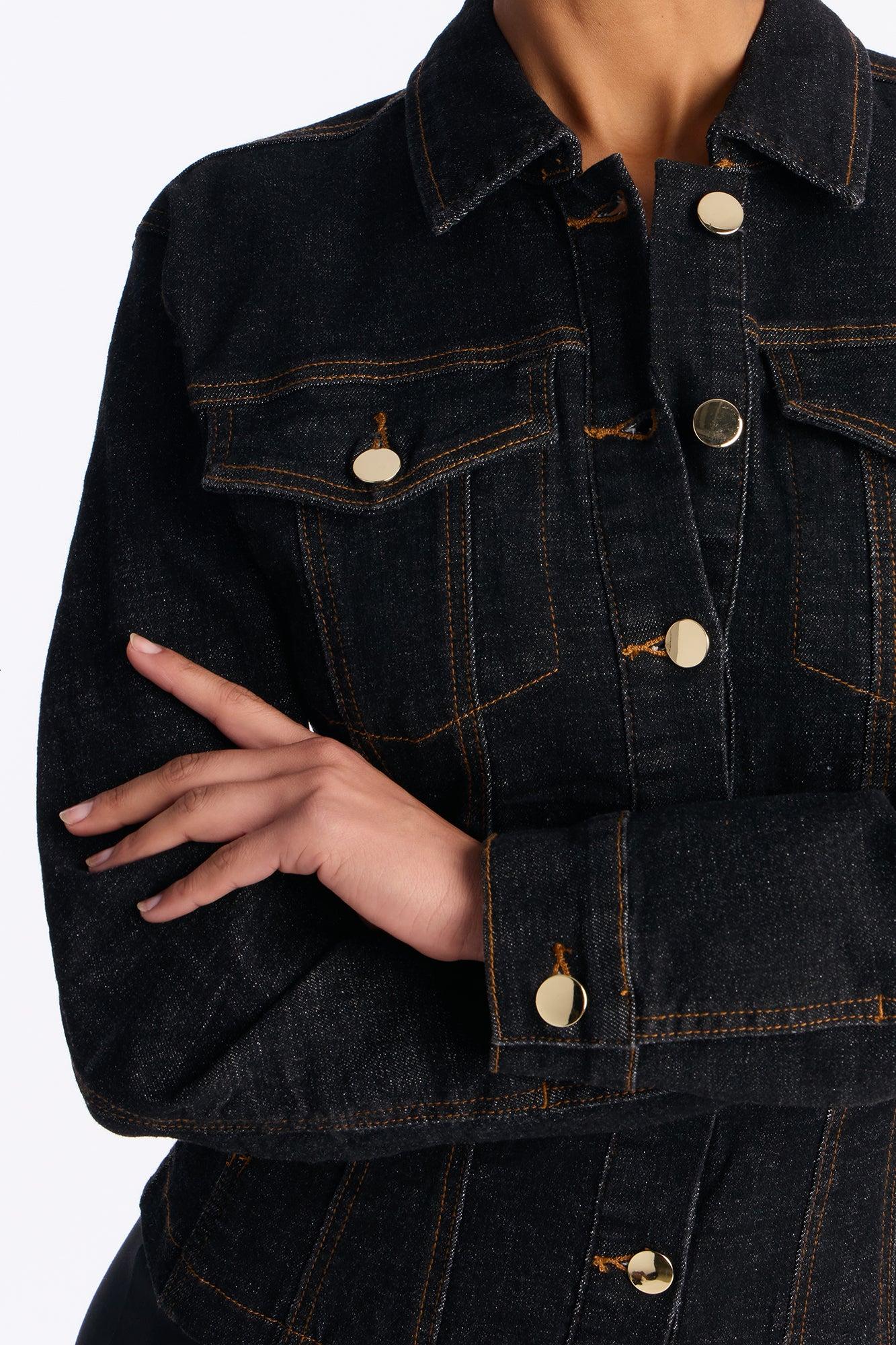 Dearest Darling Shaped Denim Jacket - Black Wash Female Product Image