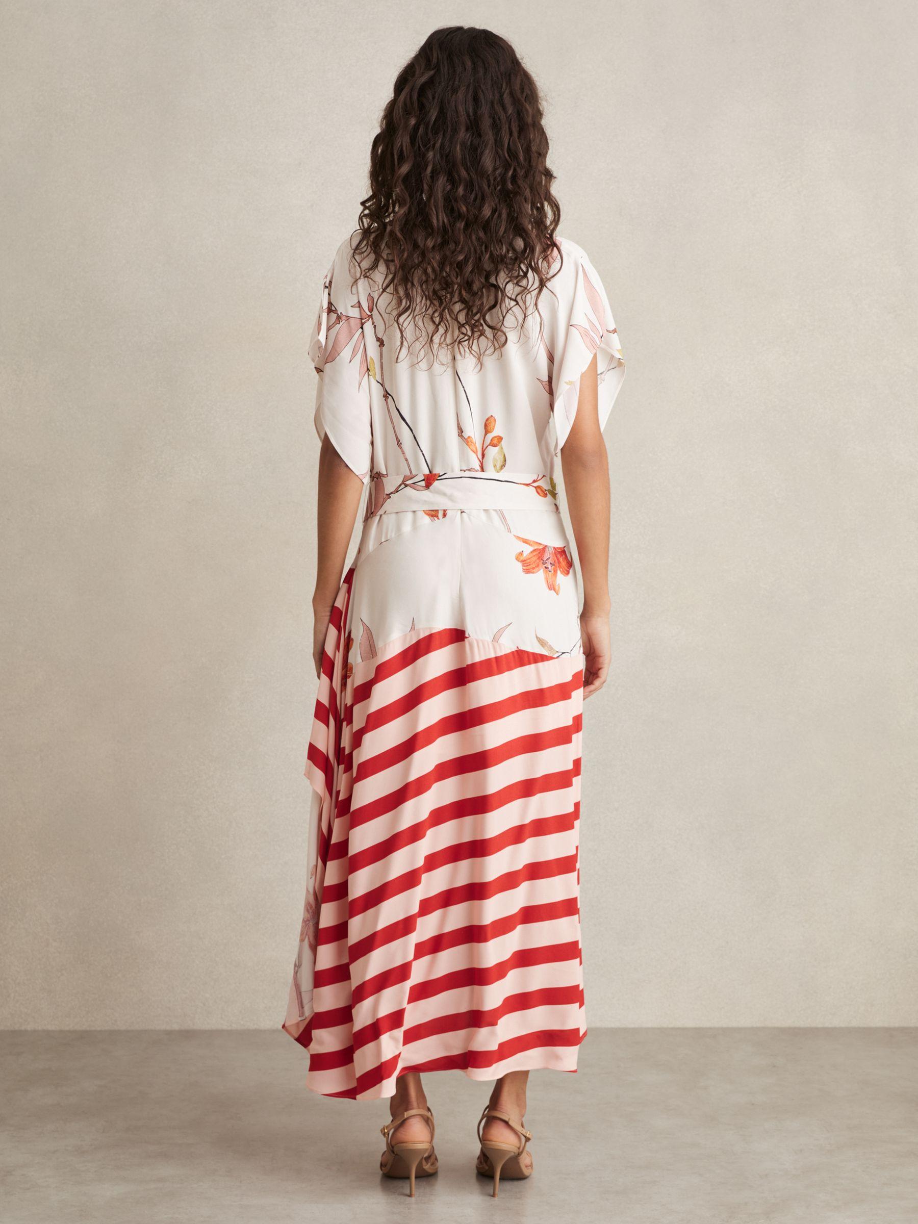 Floral Stripe-Print Maxi Dress in Ivory/Red Product Image