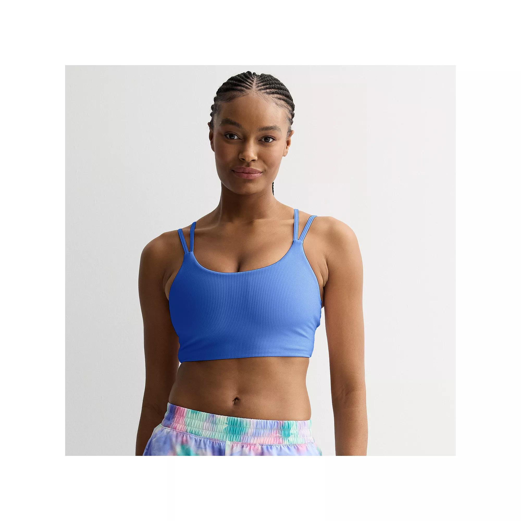 Tek Gear® Strappy Low-Impact Longline Ribbed Sports Bra, Women's, Size: Large, Tara Blue Product Image