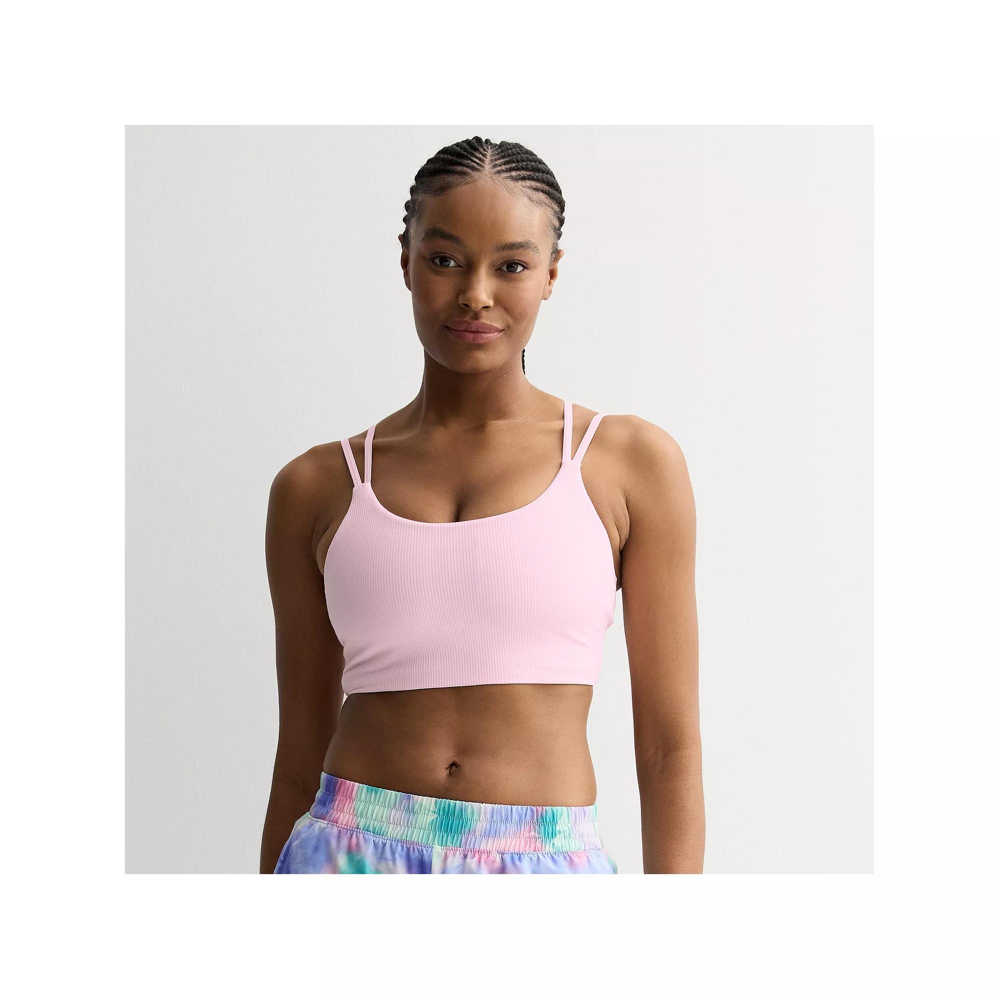 Tek Gear® Strappy Low-Impact Longline Ribbed Sports Bra, Women's, Size: Large, Maria Pink Product Image
