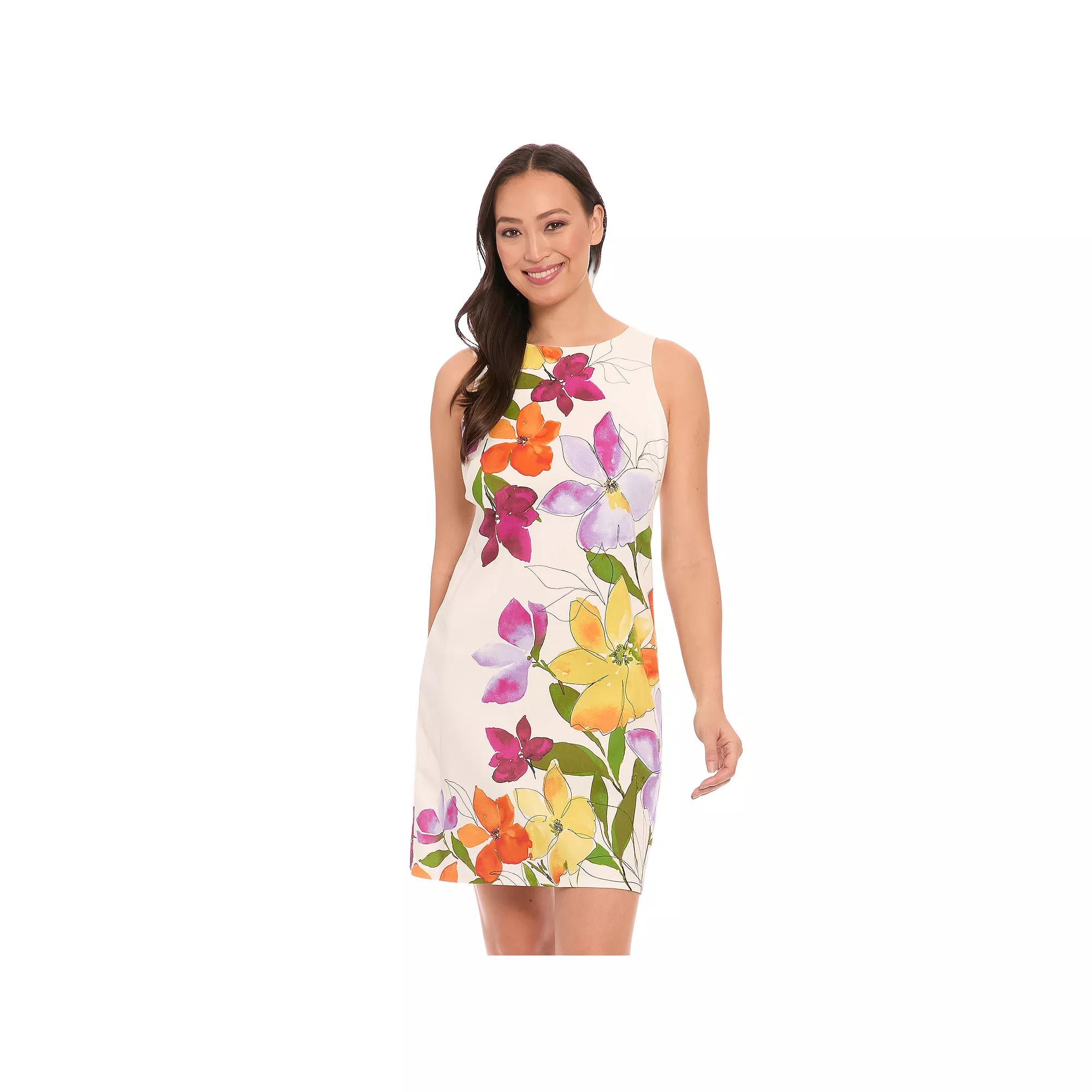 Petite London Times Sleeveless Sateen Shift Mini Dress, Women's, Size: 10 Petite, White Red Product Image