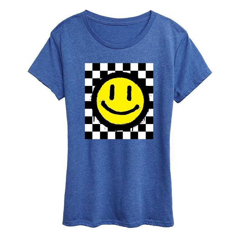 Women's Checkerboard Retro Smile Graphic Tee,  Product Image
