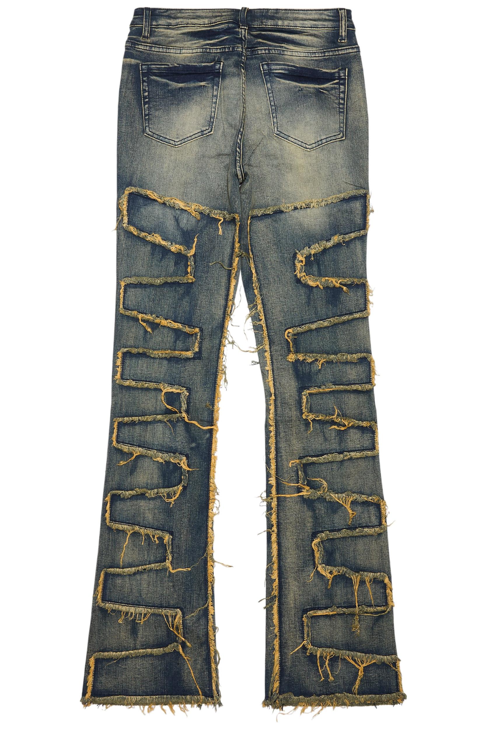 Zariyah Tinted Dark Wash Rhinestone Stacked Flare Jean Female Product Image