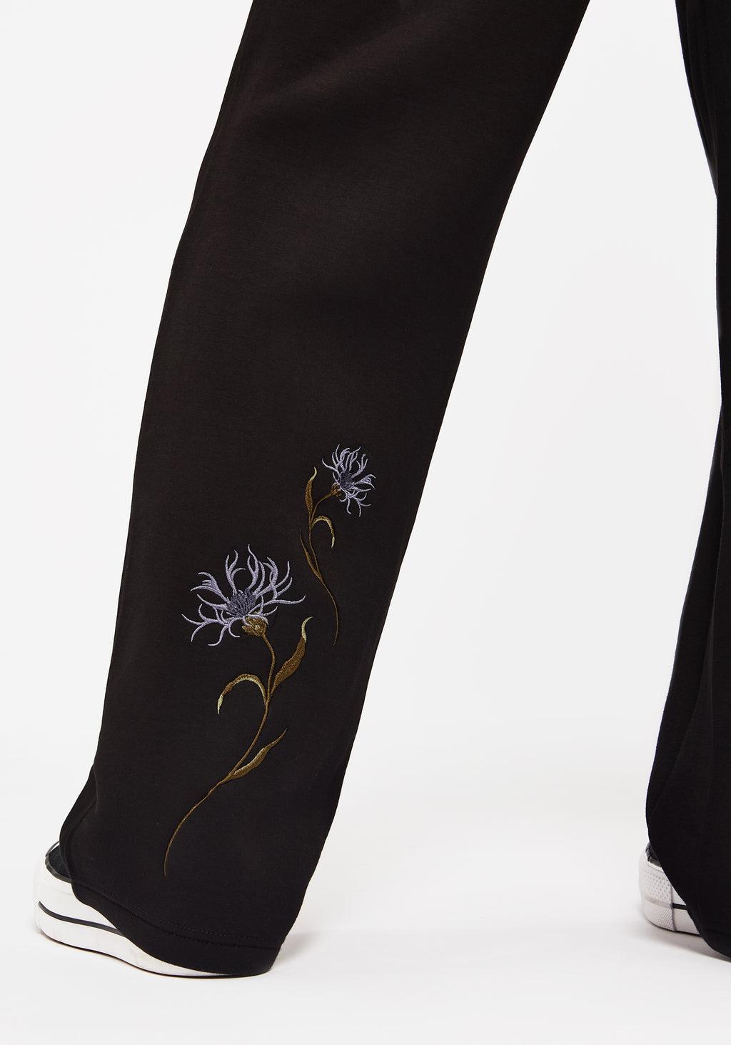Rosanella Floral Embroidered Wide Leg Sweatpants Product Image
