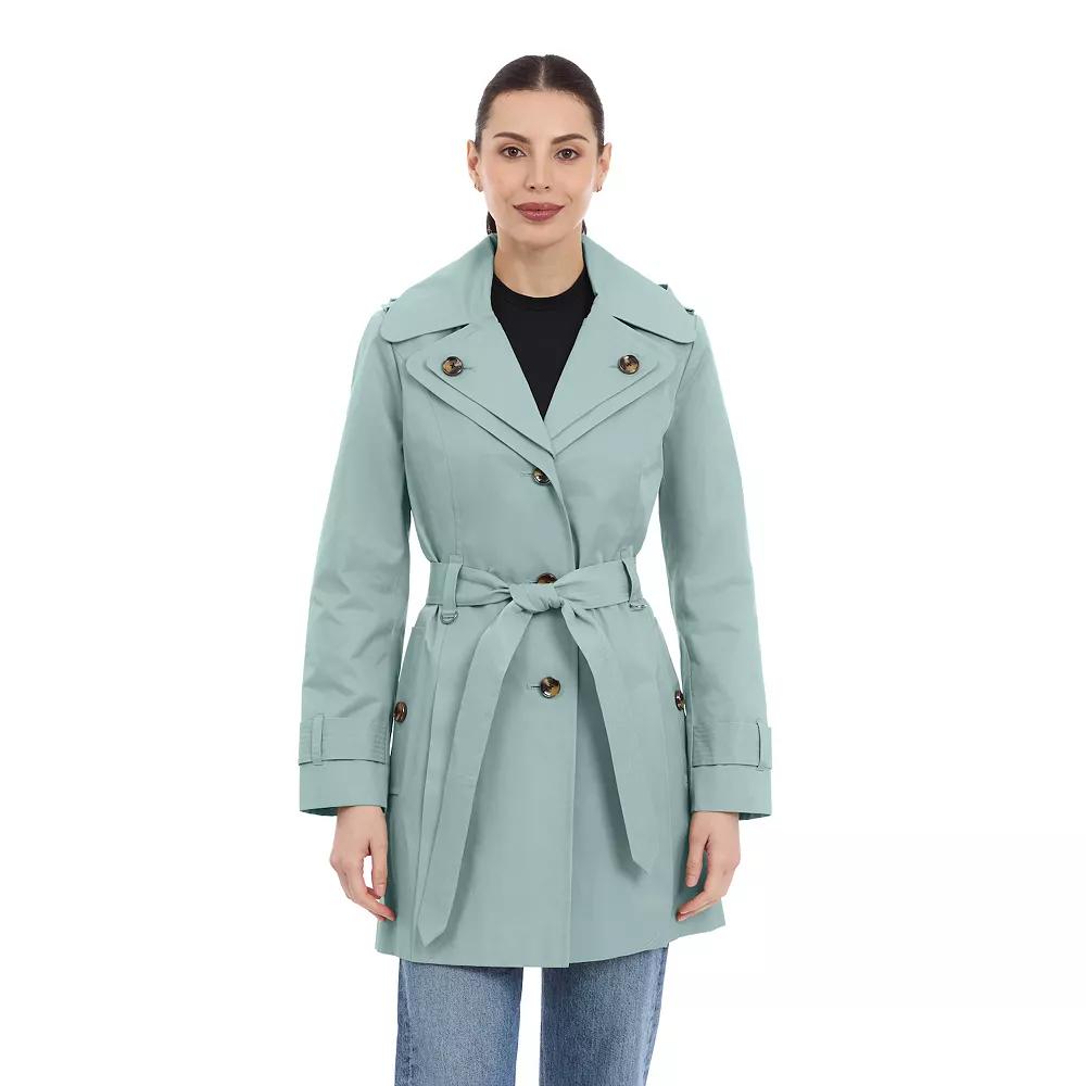 Women's London Fog Double-Lapel Removable Hood Belted Trench Coat,  Product Image