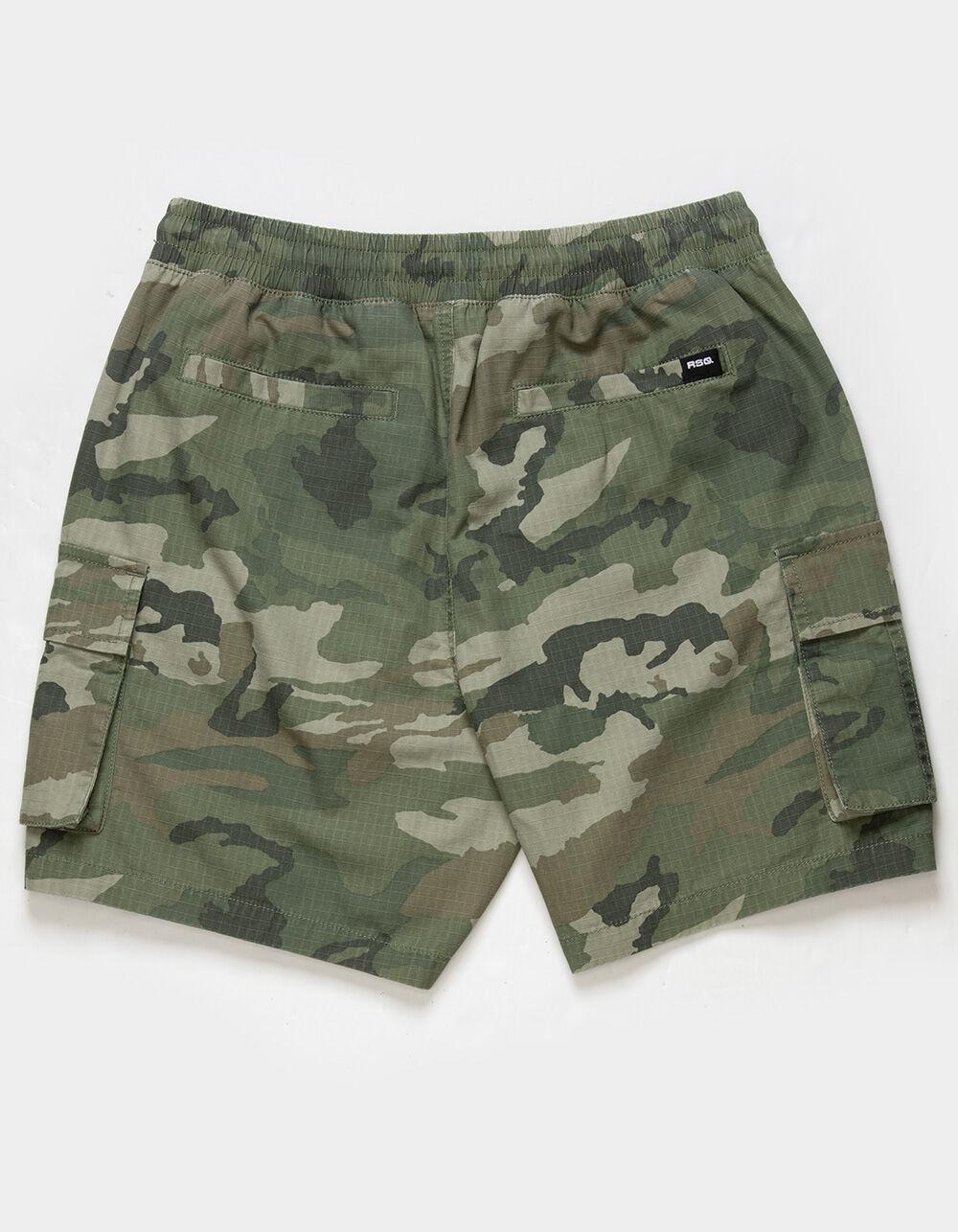 RSQ Mens Ripstop Cargo Pull On Shorts - CAMO GREEN Product Image