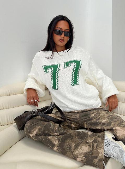 Summer 77 Knit Sweater White / Green Product Image