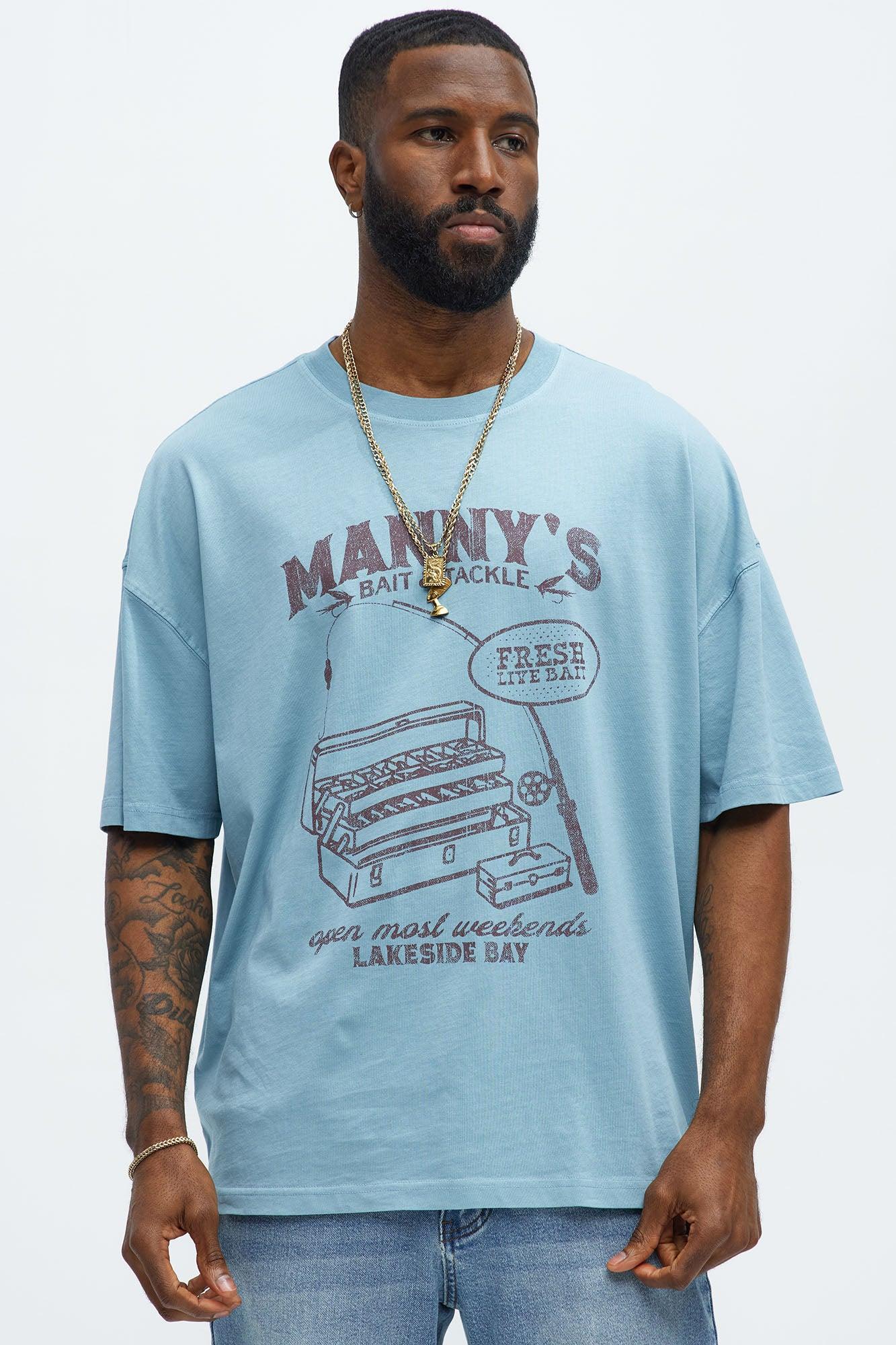 Mannys Fresh Bait Oversized Short Sleeve Tee - Light Blue Product Image