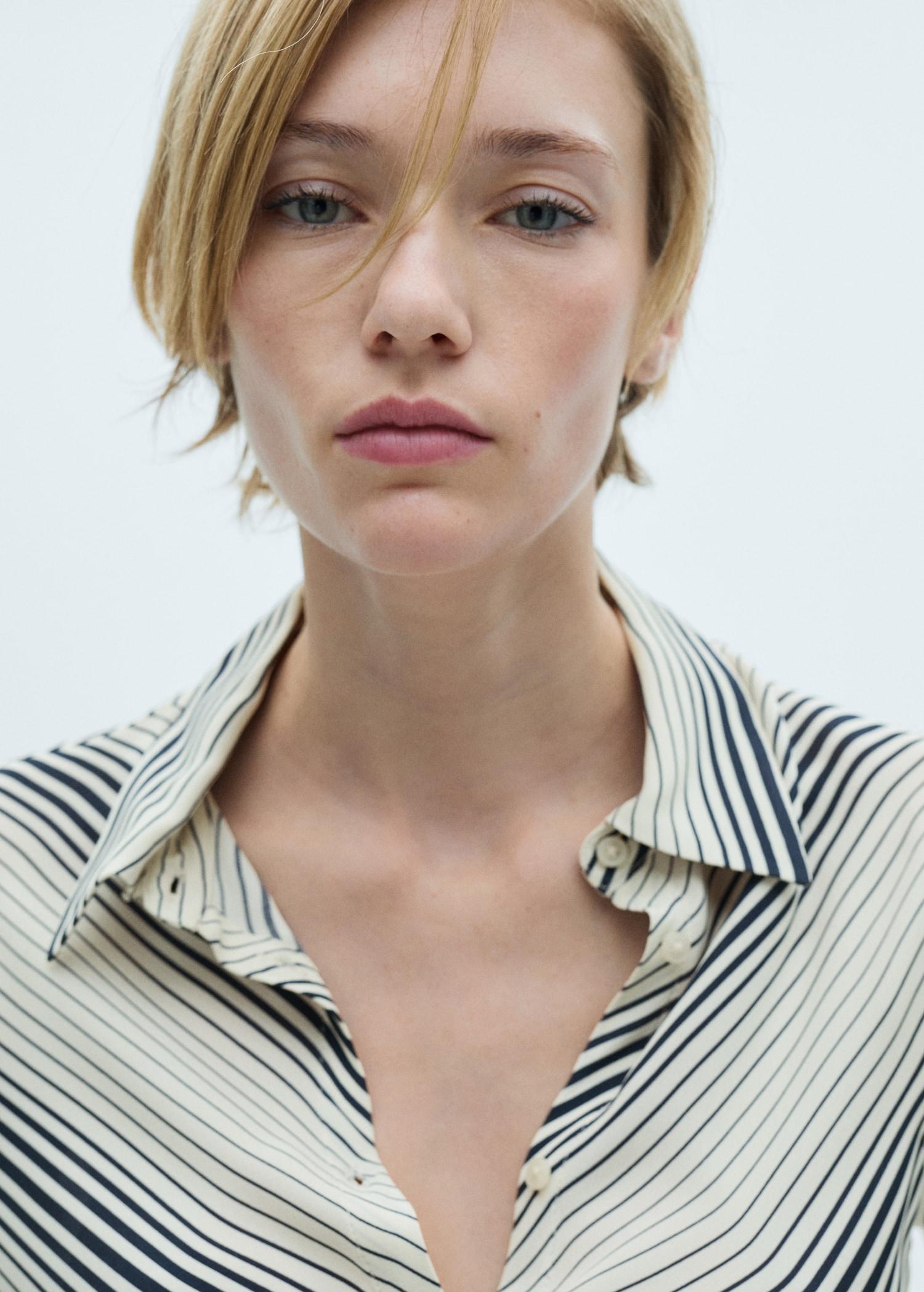 Striped shirt with flared sleeves - Women | MANGO USA Product Image