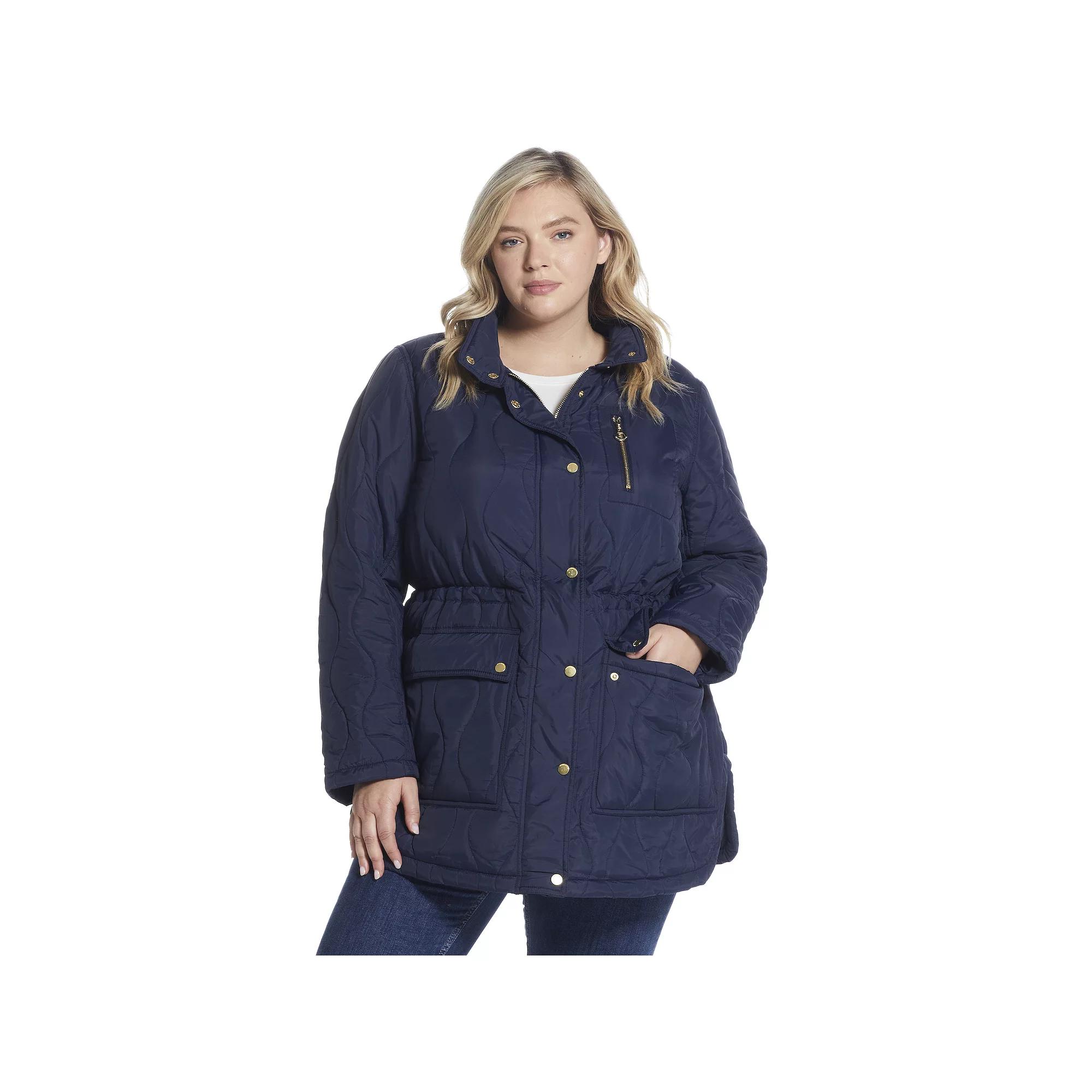 Plus Size Weathercast Hooded Quilted Anorak Jacket, Women's, Size: 2XL, Blue Product Image