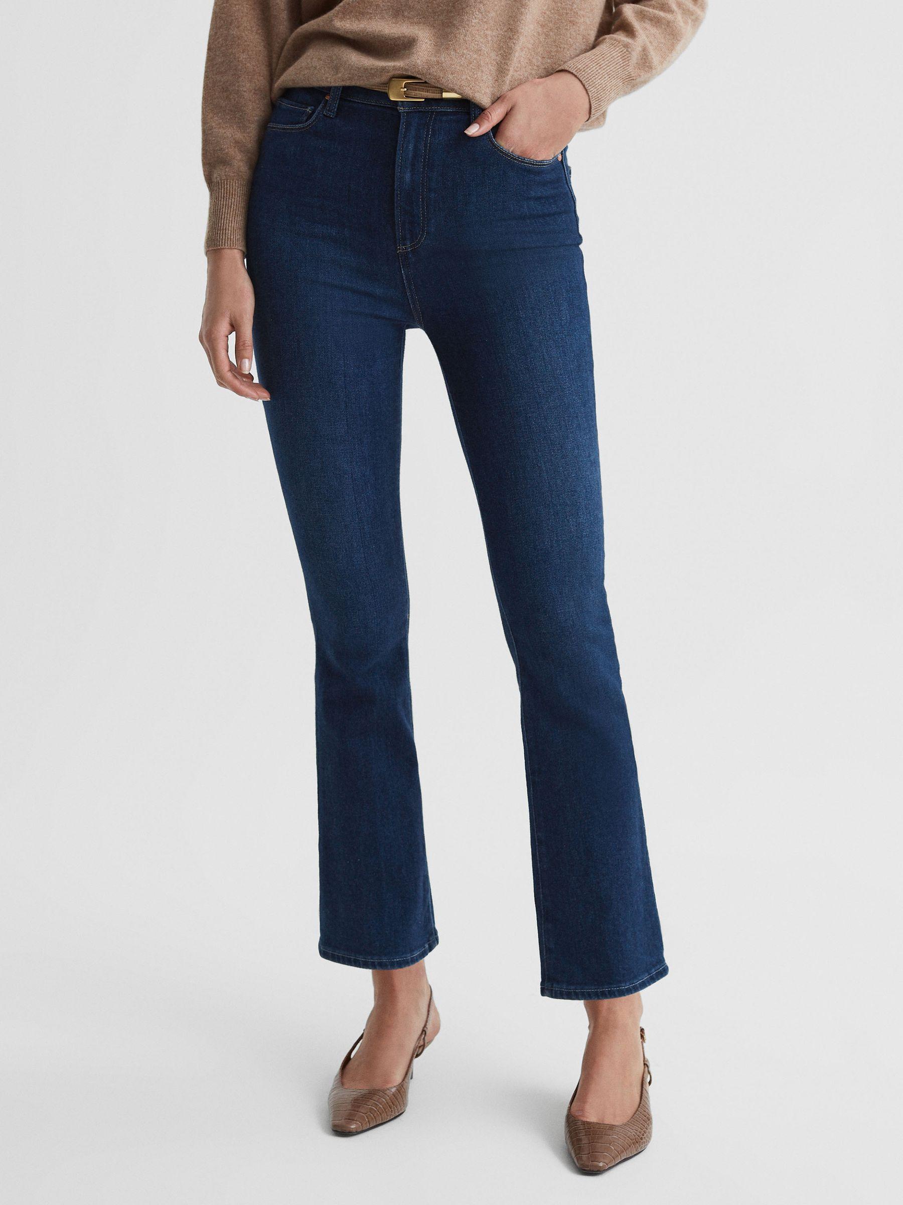 Paige High Rise Flared Jeans in Timeless Blue Product Image