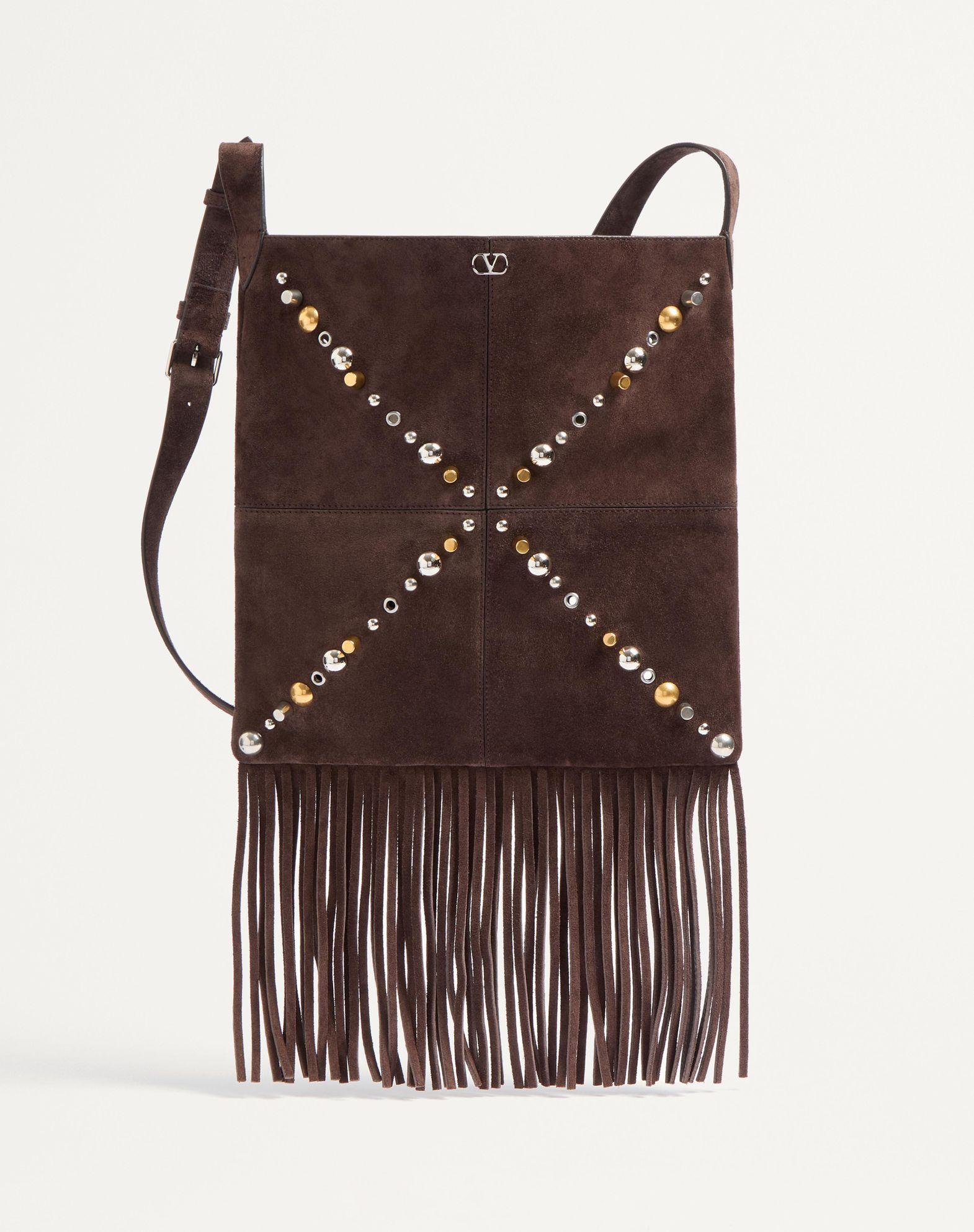 Valentino Garavani Nellcôte Suede Shoulder Bag With Fringes Product Image