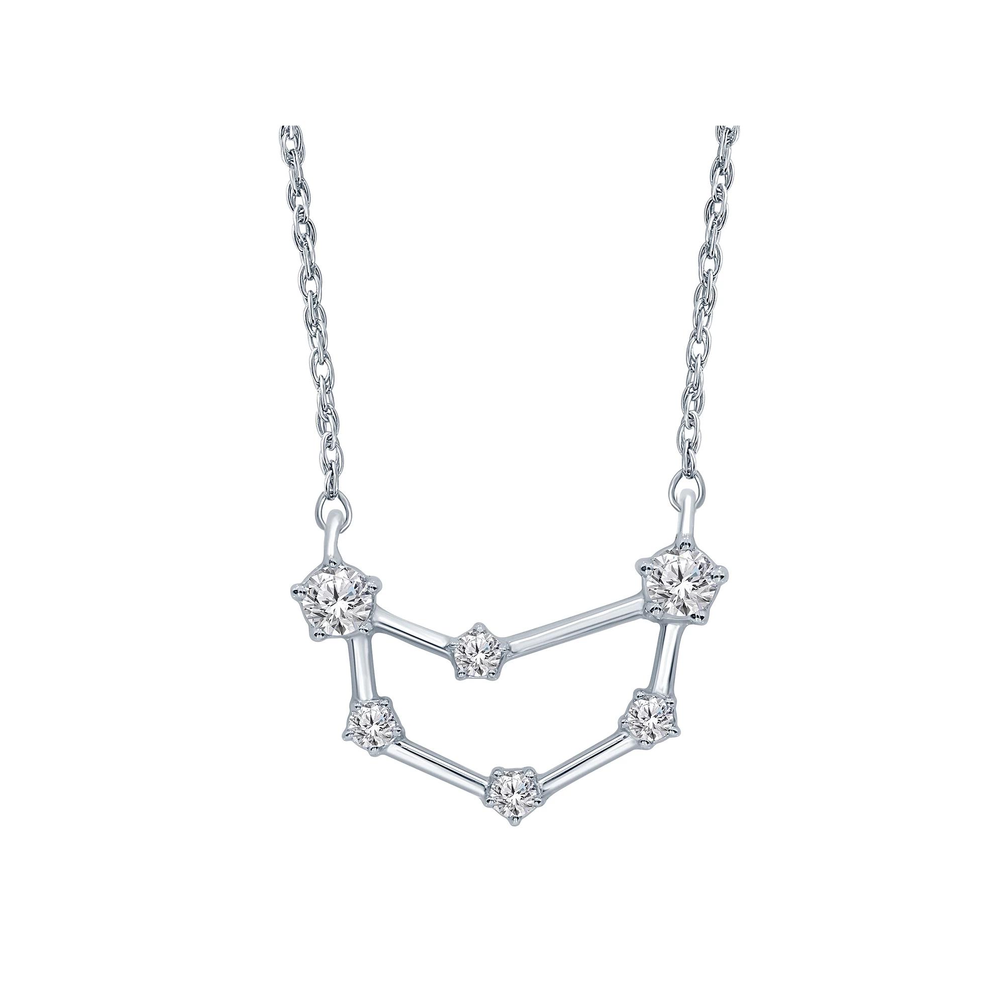 Sterling Silver 1/5 Carat T.W. Diamond Constellation Necklace, Women's, Size: 18", Scorpio Product Image