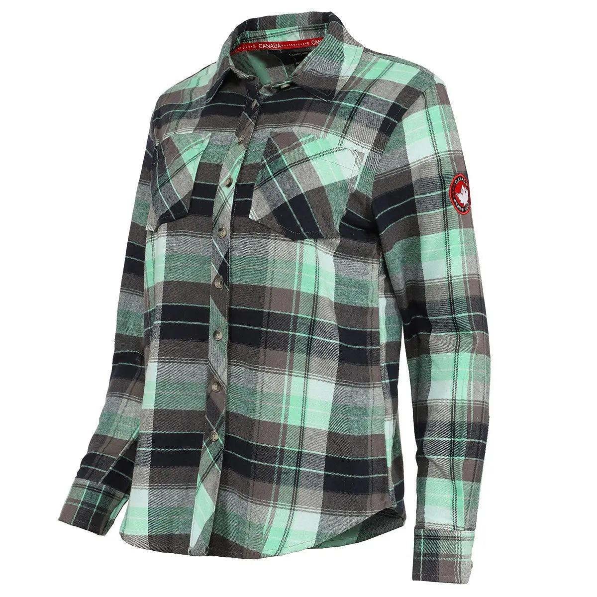 Canada Weather Gear Women's 2 Pocket Plaid Button Up Long Sleeve Shirt Product Image
