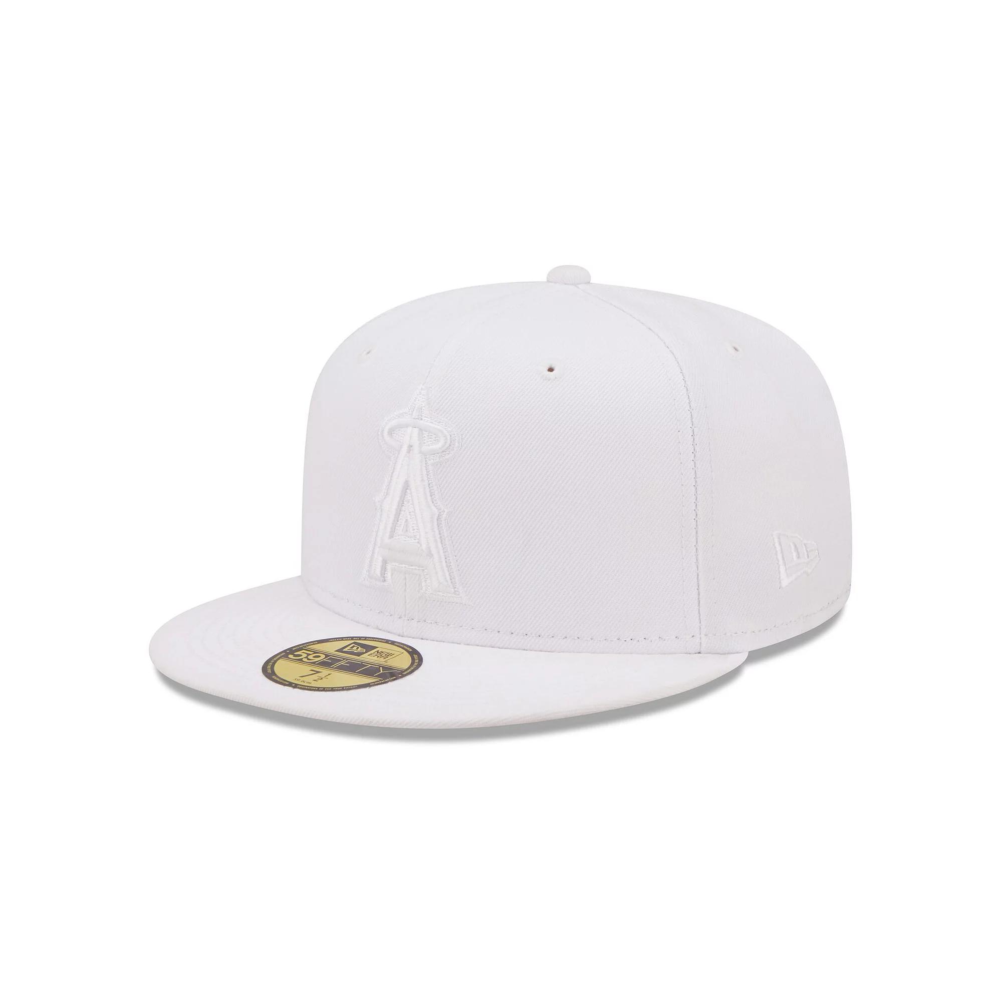 Men's New Era Los Angeles Angels White on White 59FIFTY Fitted Hat, Size: 7 3/8 Product Image