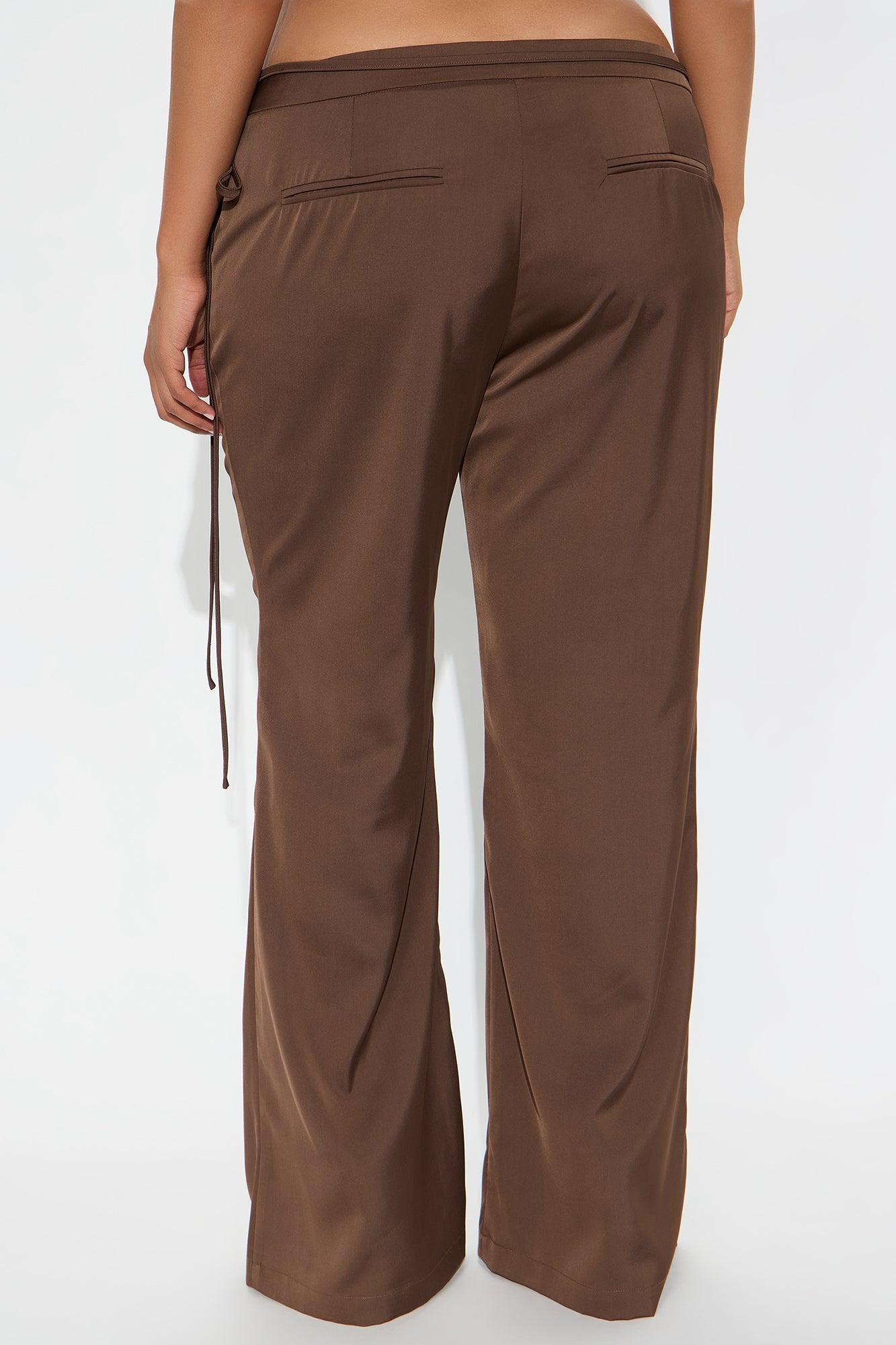 Front Page Headline Wide Leg Trouser Pant - Chocolate Female Product Image
