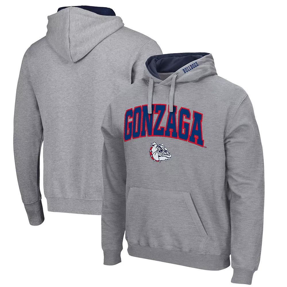 Men's Colosseum Heathered Gray Gonzaga Bulldogs Arch and Logo Pullover Hoodie, Size: Small, Zag Grey Product Image
