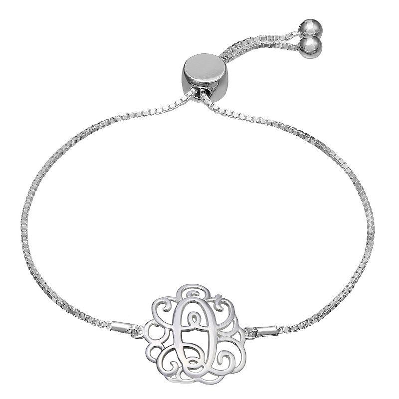 PRIMROSE Sterling Silver Monogram Initial Adjustable Bracelet, Women's, Sterling F Product Image
