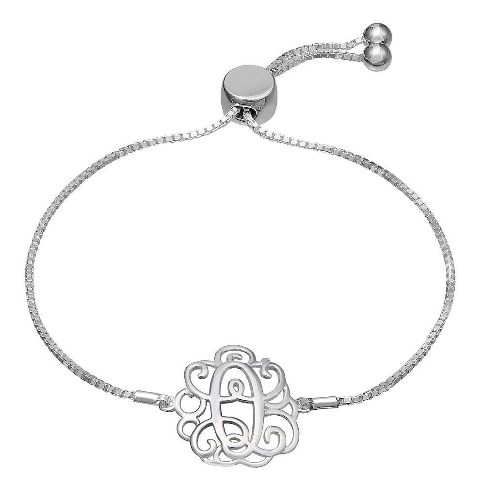 PRIMROSE Sterling Silver Monogram Initial Adjustable Bracelet, Women's, Sterling F Product Image