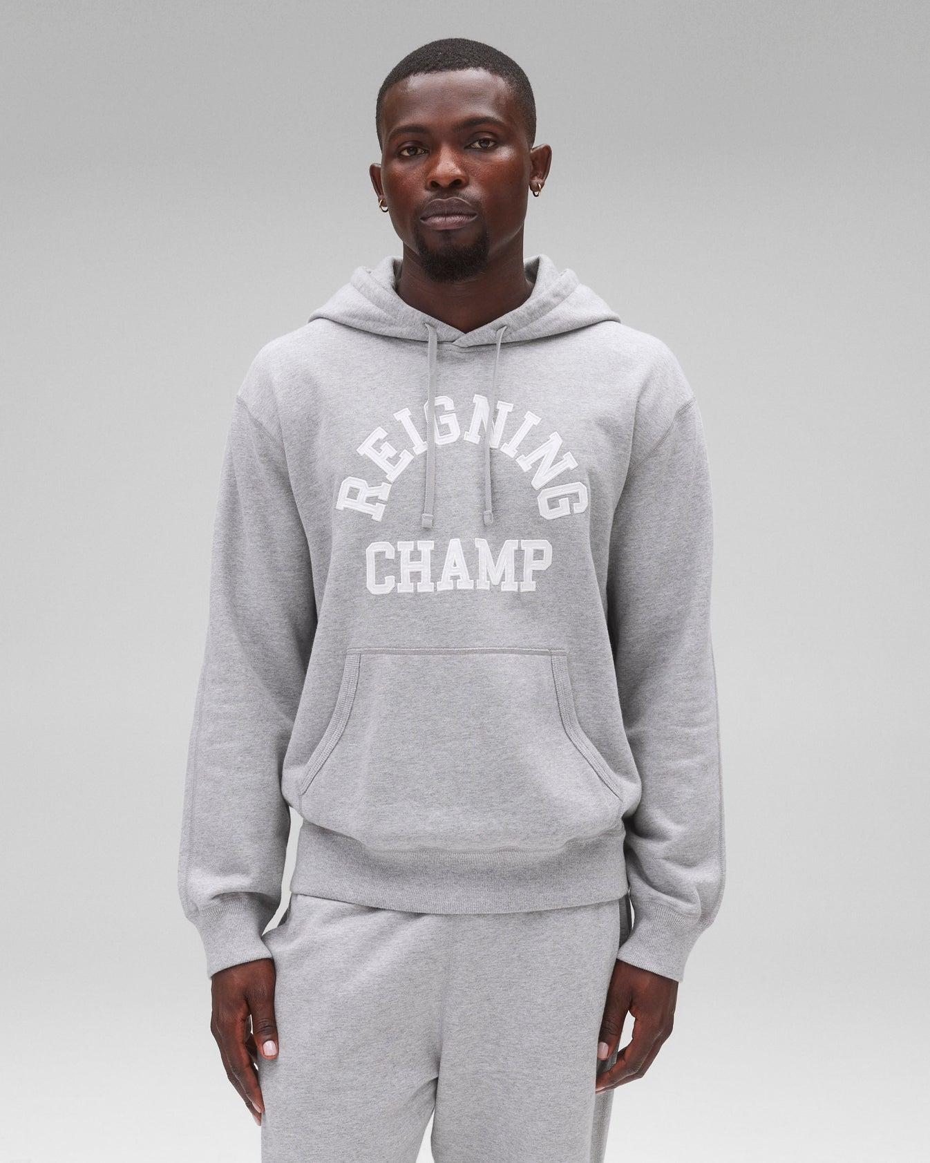 Reigning Champ Migweight Terry Arch Logo Hoodie in Heather Grey Product Image