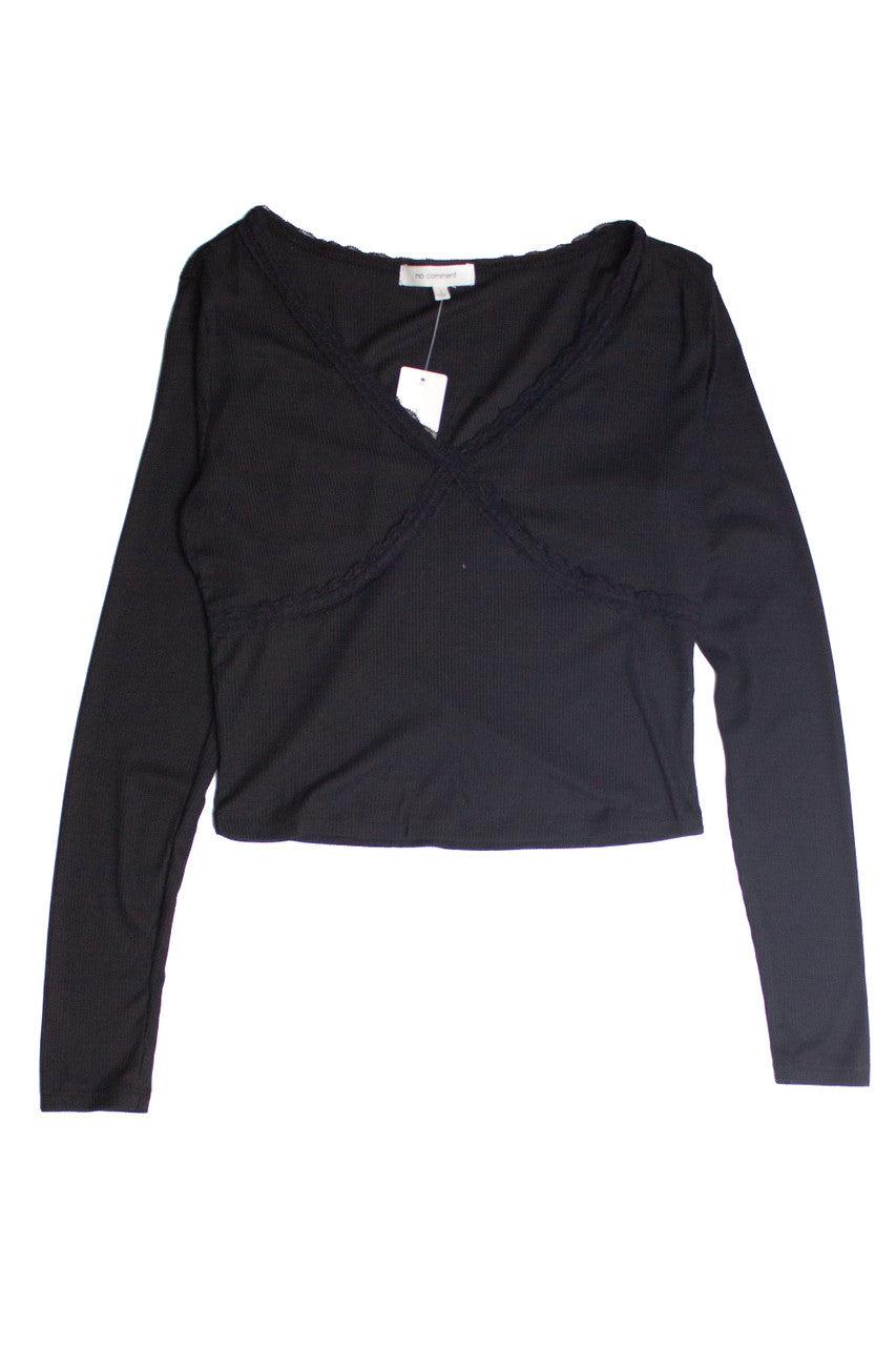 Lace Trim V-Neck Longsleeve Product Image