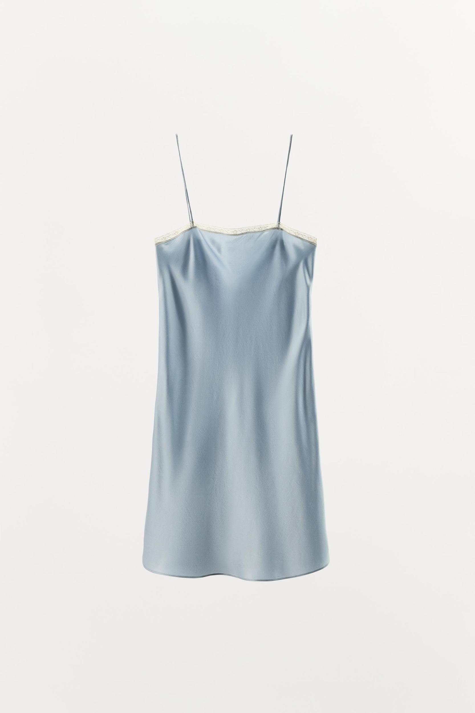 100% SILK LACE TRIM SLIP DRESS Product Image