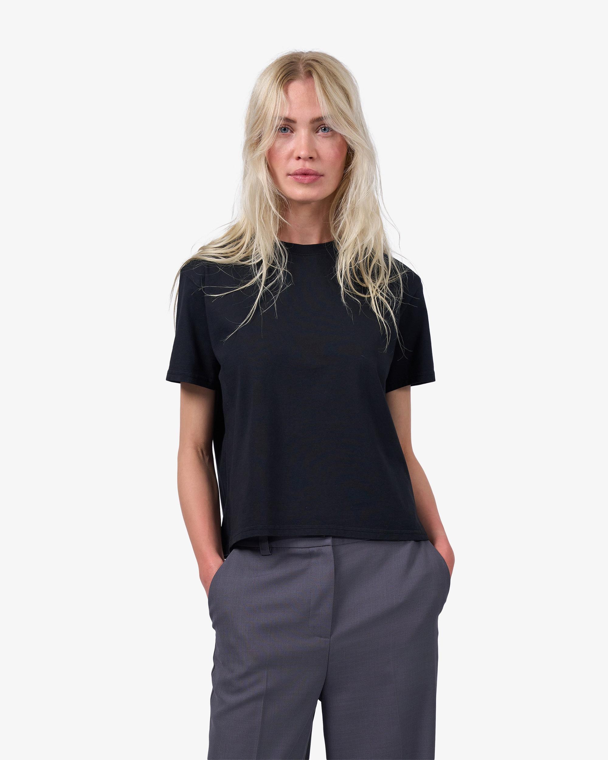 Organic Boxy Crop Tee - Petrol Blue Product Image