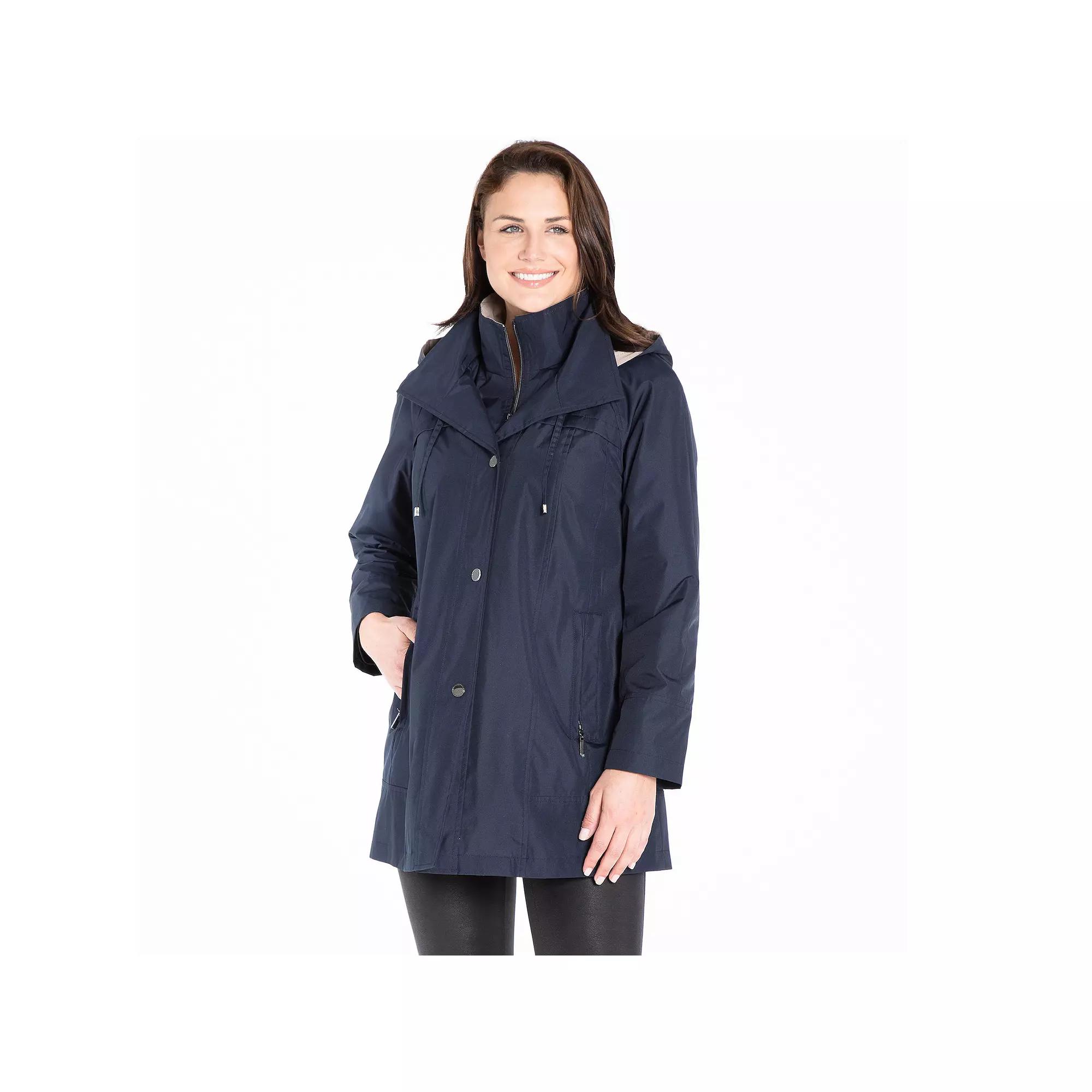 Women's Fleet Street Short Trench Rain Coat, Size: Medium, Blue Product Image