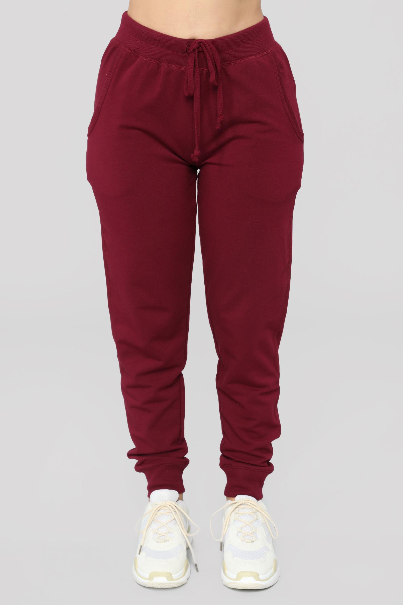 Latest And Greatest French Terry Jogger - Burgundy Product Image