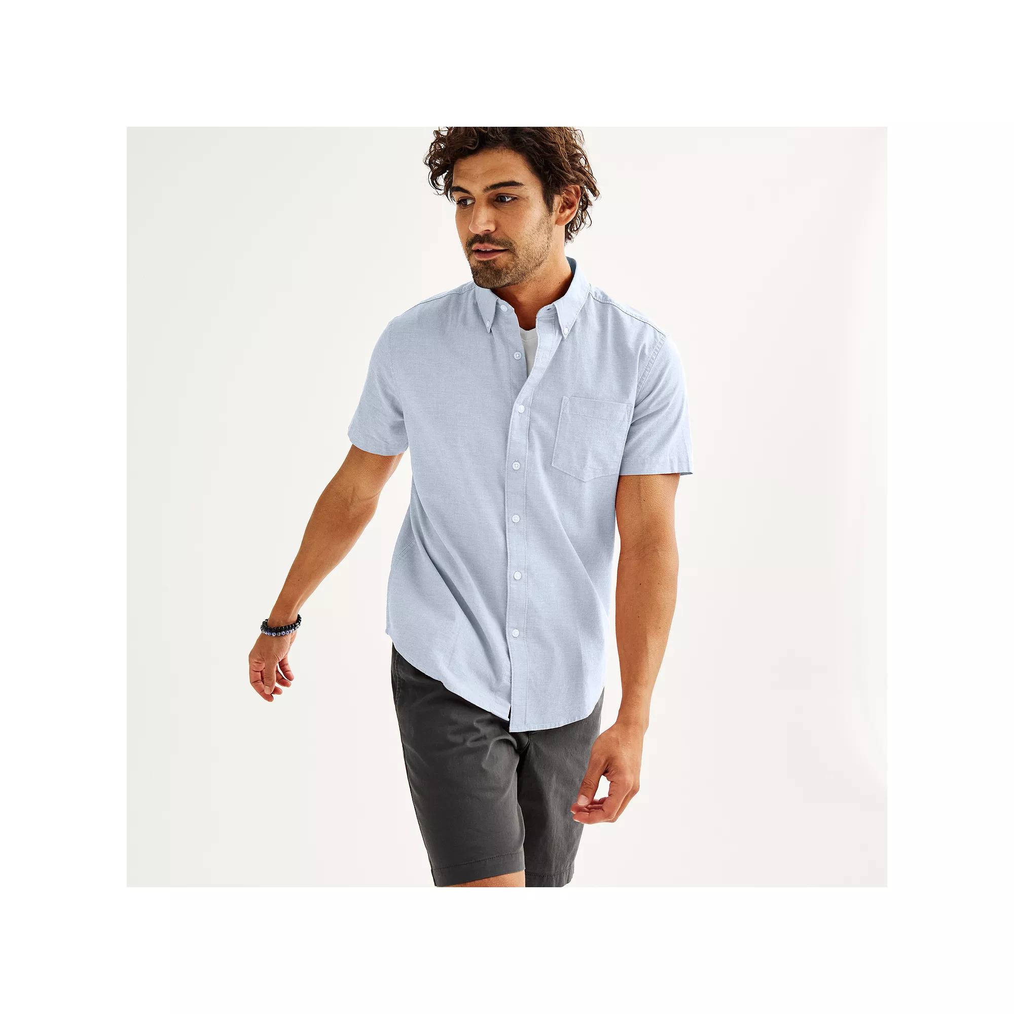 Men's Sonoma Goods For Life® Short Sleeve Perfect Length Button Down Shirt,  Product Image