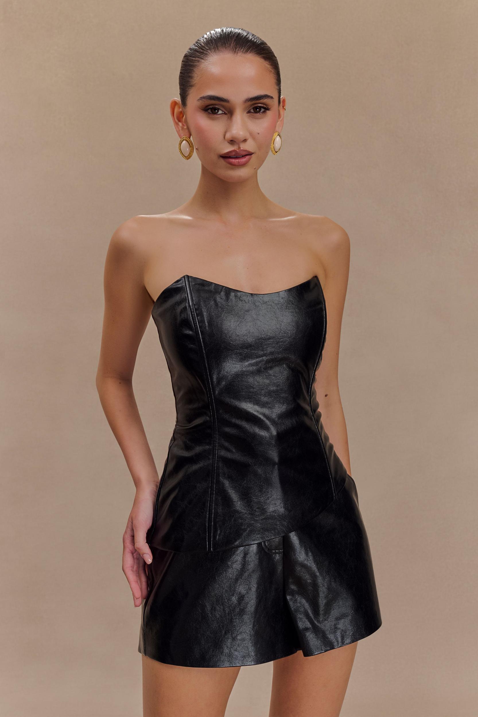 Arabelle Faux Leather Shorts - Black Product Image