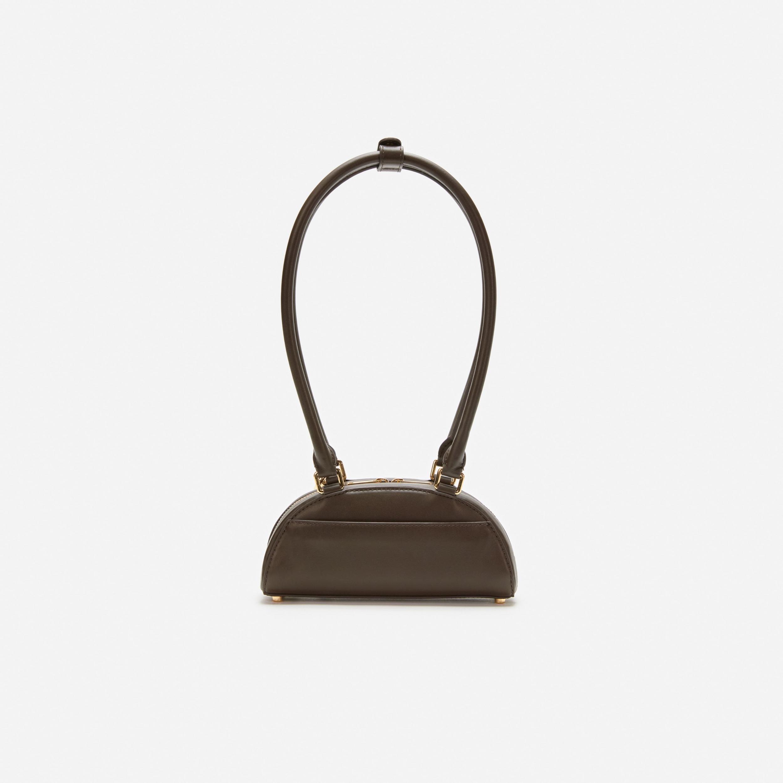 Brown Leather Mini Shoulder Bag With Charm Product Image