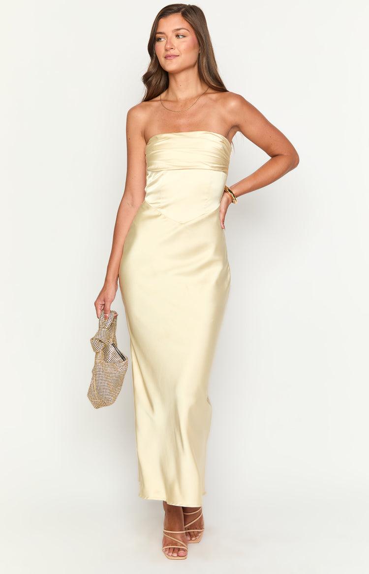 Tasha Yellow Strapless Maxi Dress Product Image