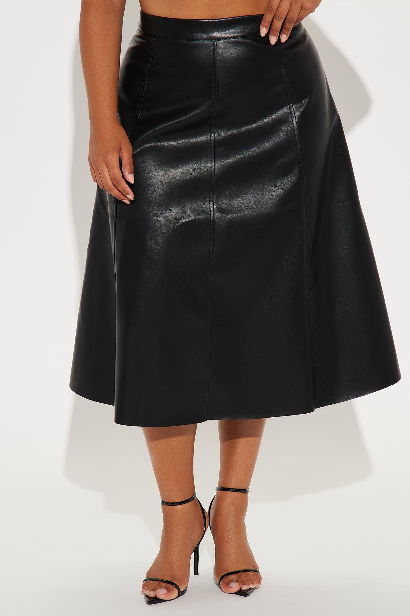 Don't Forget Faux Leather Midi Skirt - Black Product Image