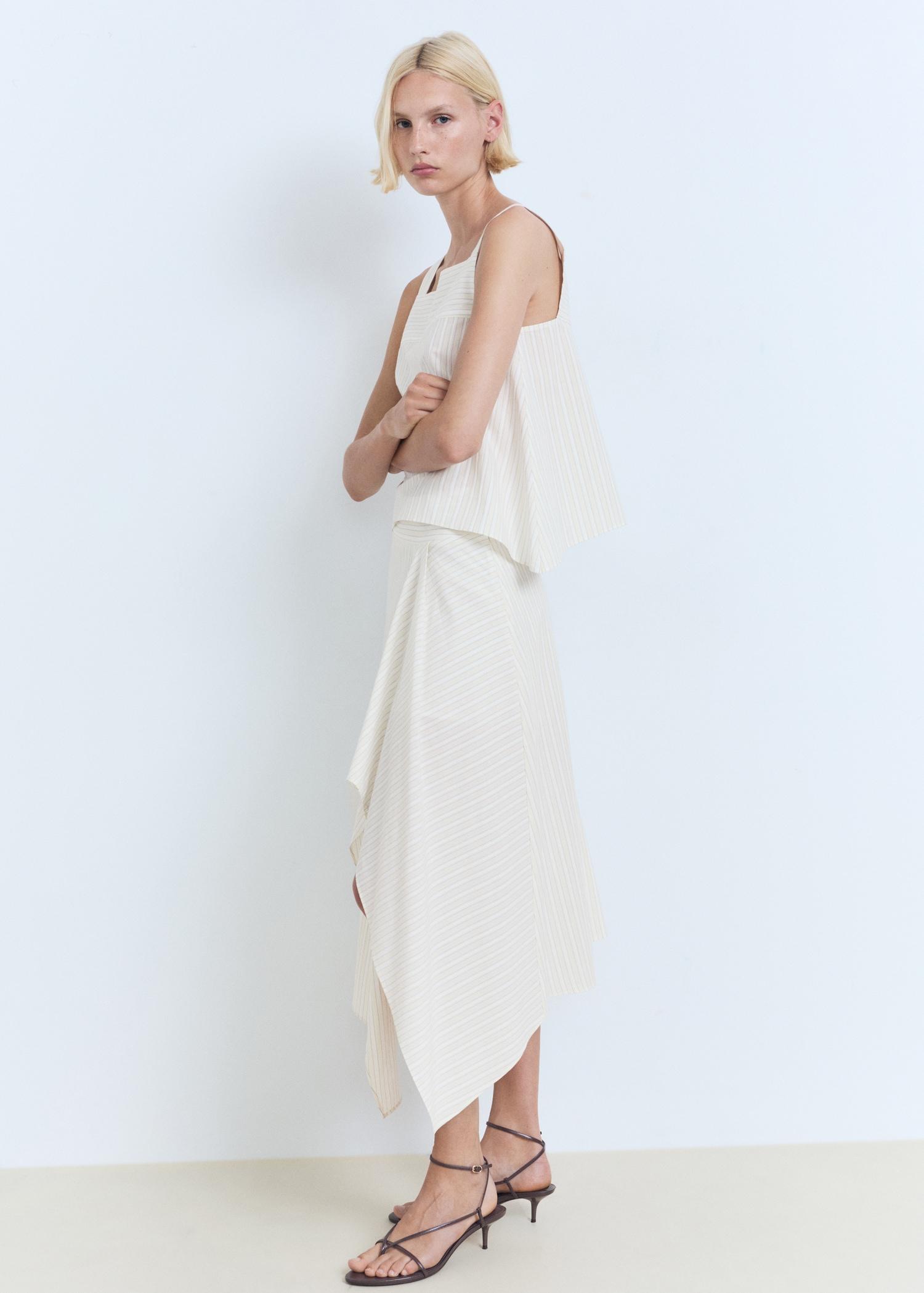 Striped asymmetric skirt - Women | MANGO USA Product Image
