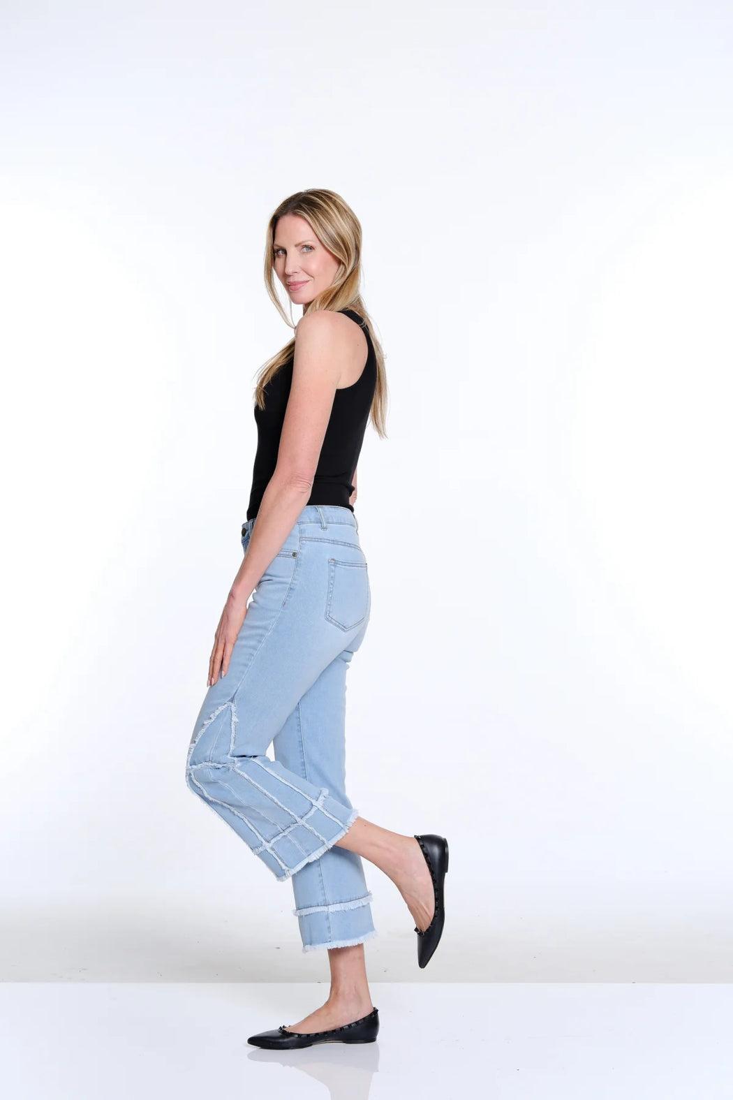 Flare Leg Crop Pant with Fringed Trim Product Image