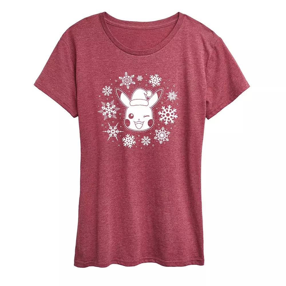 Women's Pokemon Pikachu Snowflakes Tee,  Product Image