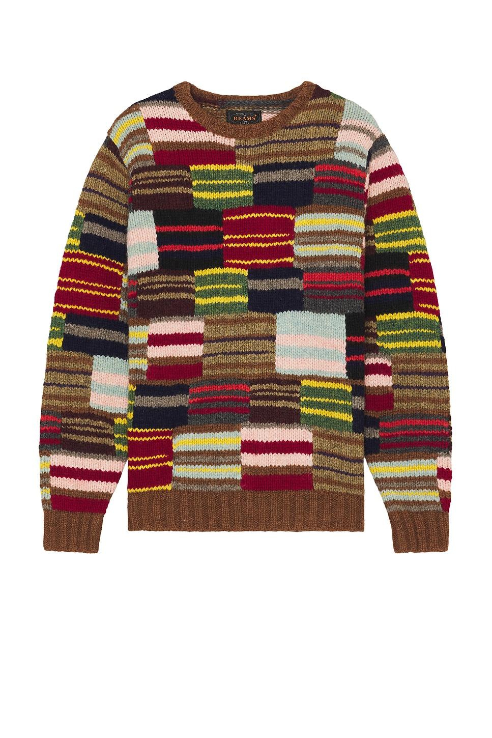 Crew Hand Knit Patchwork Sweater Product Image